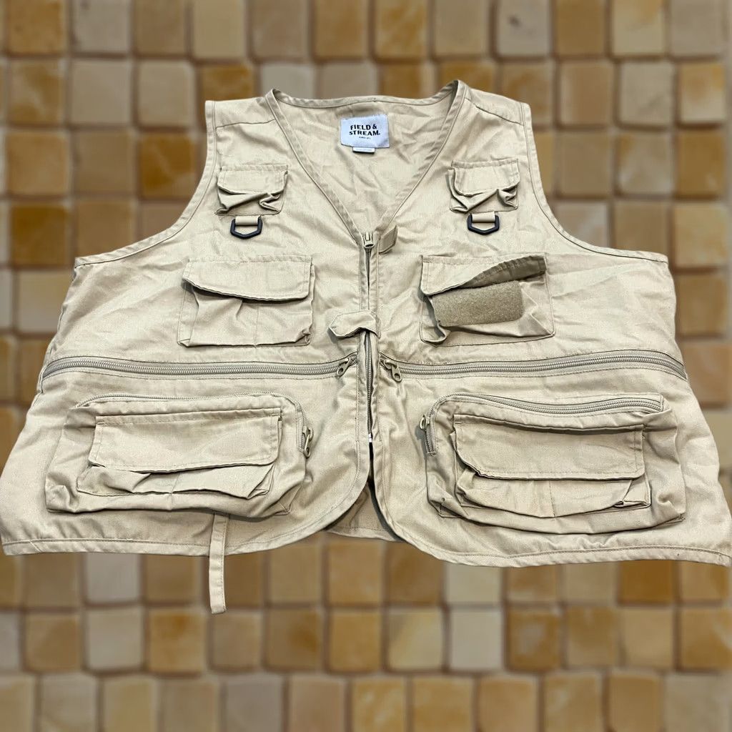 Vintage Field & Stream Vest Mens Large Beige Canvas Utility Fishing Hunting Pockets Size US L / EU 52-54 / 3 - 1 Thumbnail