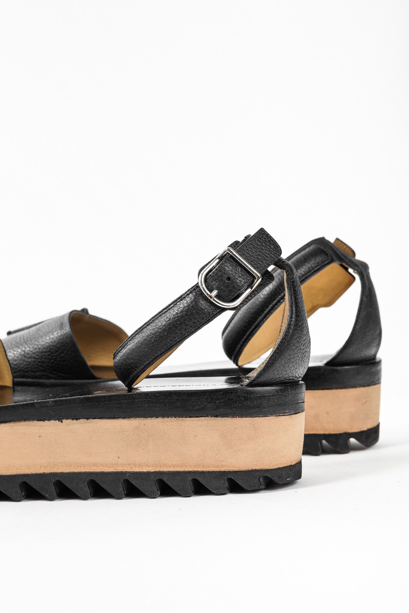 Balenciaga Balenciaga Pebbled Leather Ankle-Strap Flatform Sandals Size US 10 / IT 40 - 8 Thumbnail
