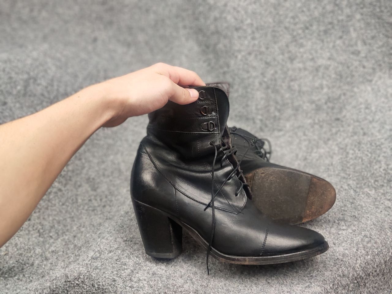 MoMA Moma Design Lace up zip Black leather Ankle heeled Boots Size US 10 / IT 40 - 15 Thumbnail