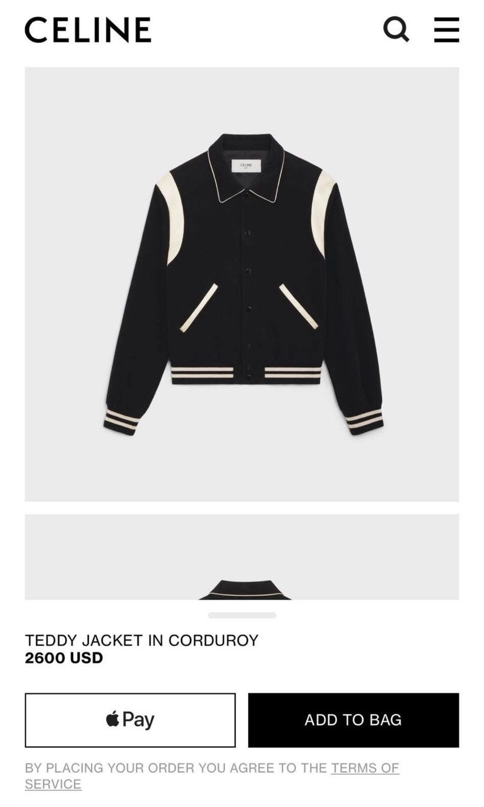 Celine CELINE TEDDY JACKET IN CORDUROY Size US L / EU 52-54 / 3 - 6 Thumbnail