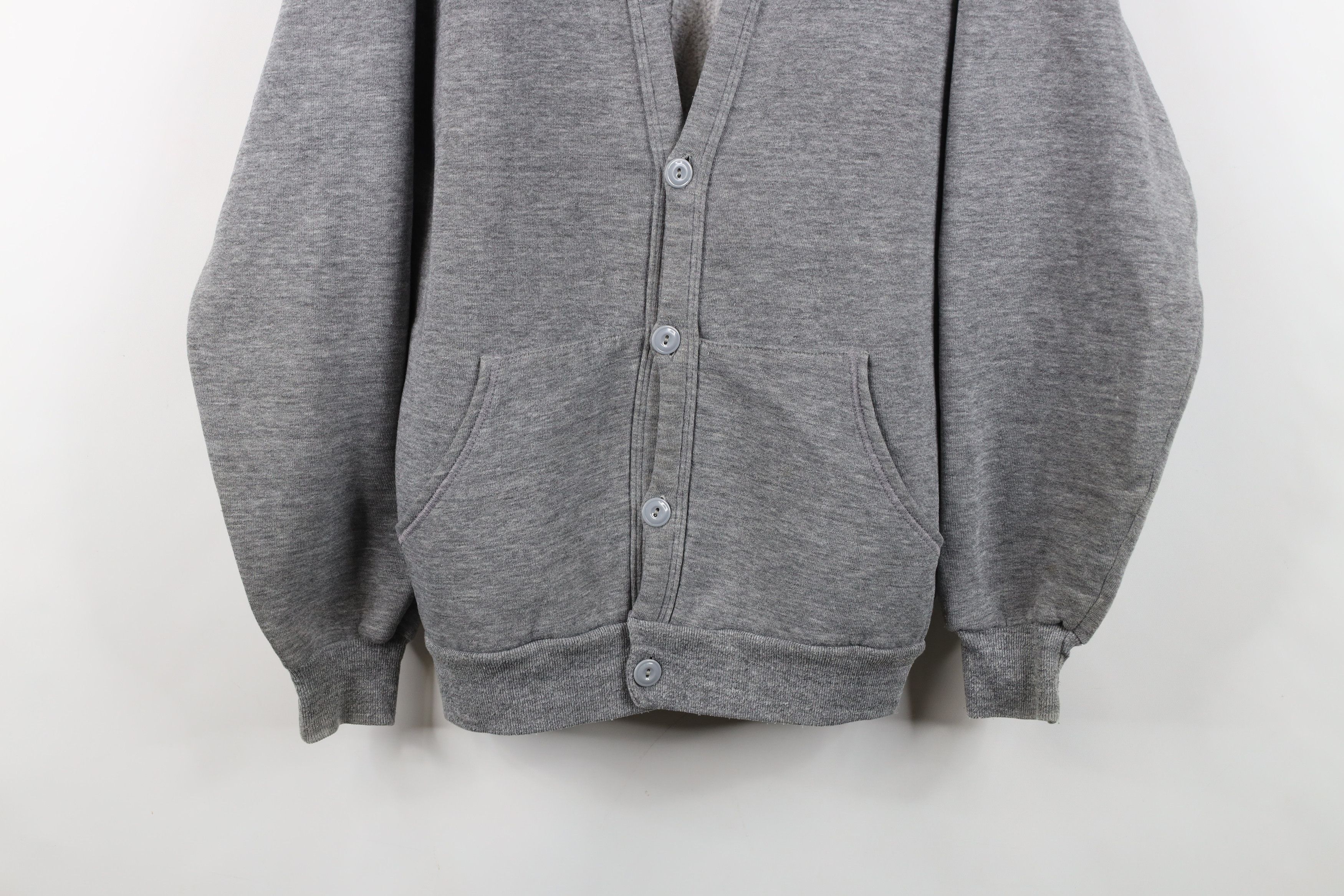 Vintage Vintage 70s Streetwear Cardigan Sweatshirt Heather Gray USA Size US L / EU 52-54 / 3 - 3 Thumbnail