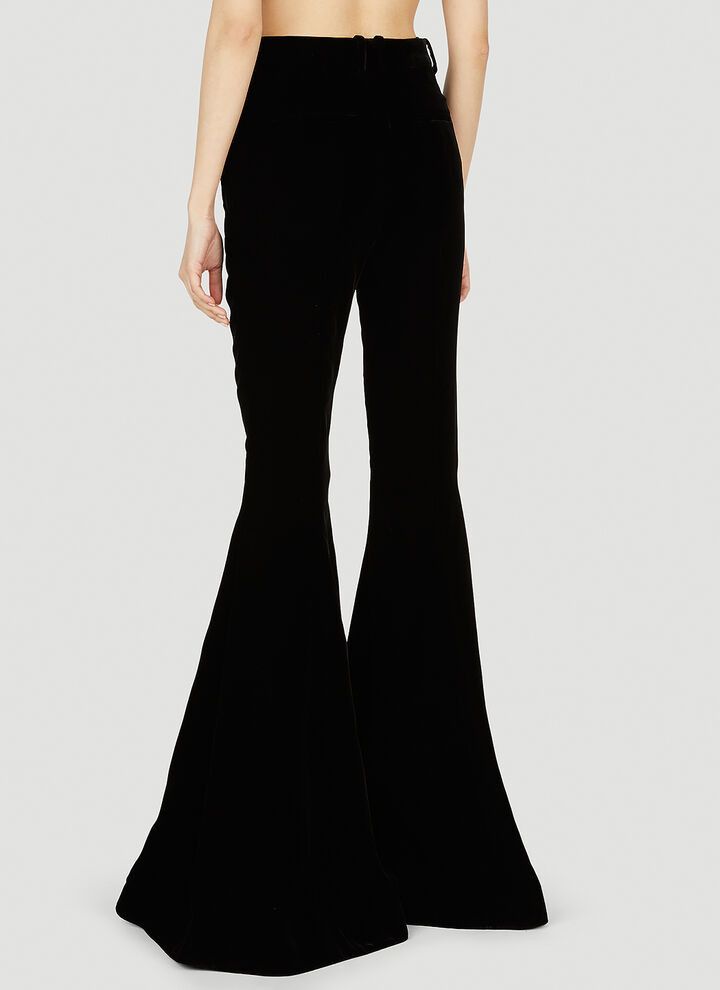 Saint Laurent Paris o1s1wg111024 Flared Pants In Cupro Velvet in Black Size 26" / US 2 / IT 38 - 4 Thumbnail