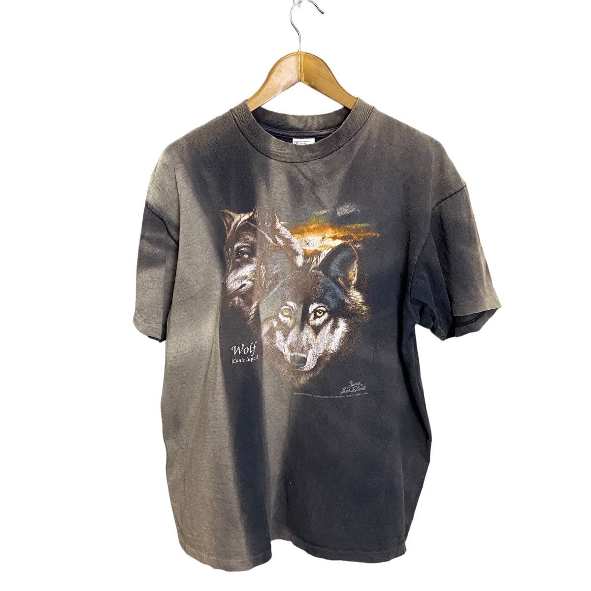 image of Animal Tee x Delta Vintage 90's Delta Wolf Canis Lupus Faded in Black, Men's (Size XL)