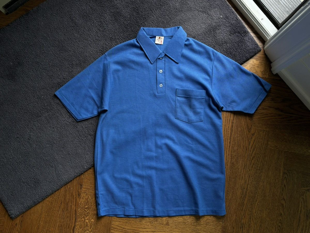 Vintage 1980s Vintage Polo Shirt 80s 90s Deadstock Blank Tee Blue Size US L / EU 52-54 / 3 - 8 Thumbnail