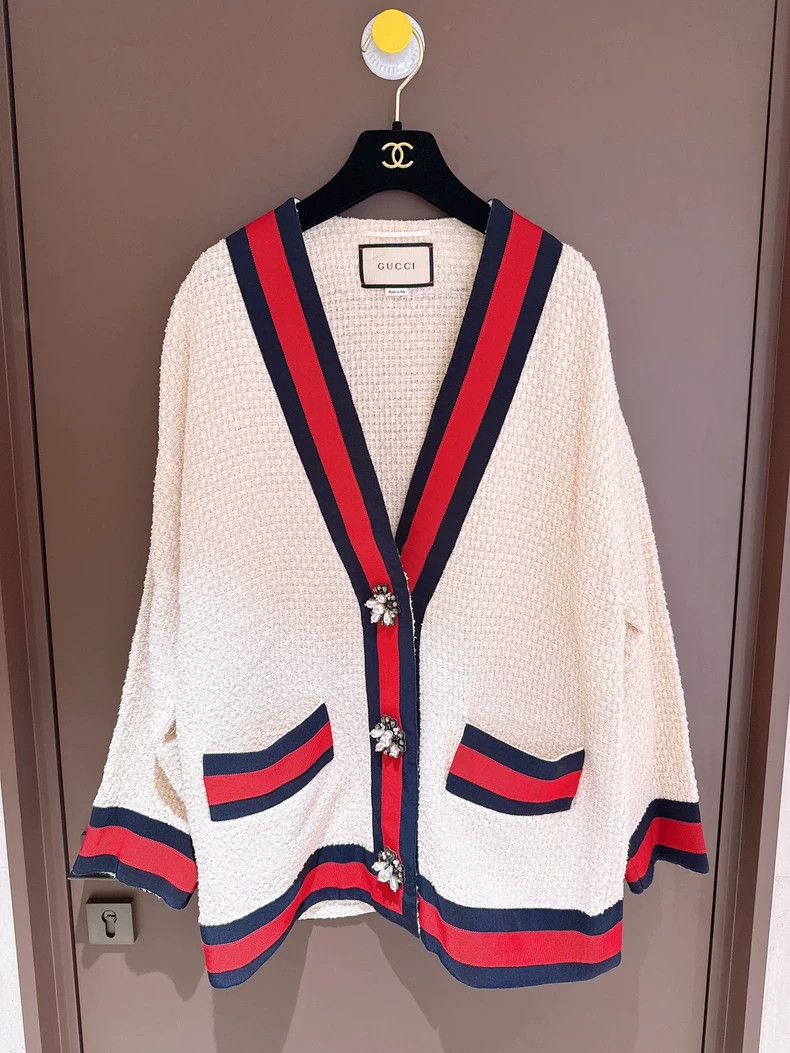 Gucci Gucci Red and blue stripe contrasting edge pearl buckle loo Size S / US 4 / IT 40 - 1 Thumbnail