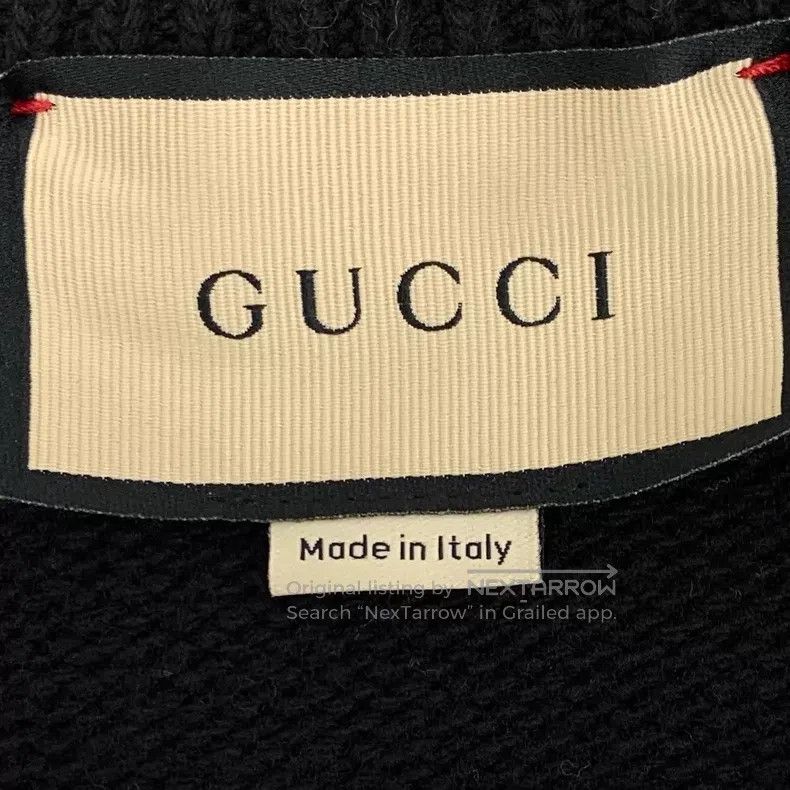 Gucci Gucci Black logo jacquard full-printed wool V-neck single- Size M / US 6-8 / IT 42-44 - 5 Thumbnail
