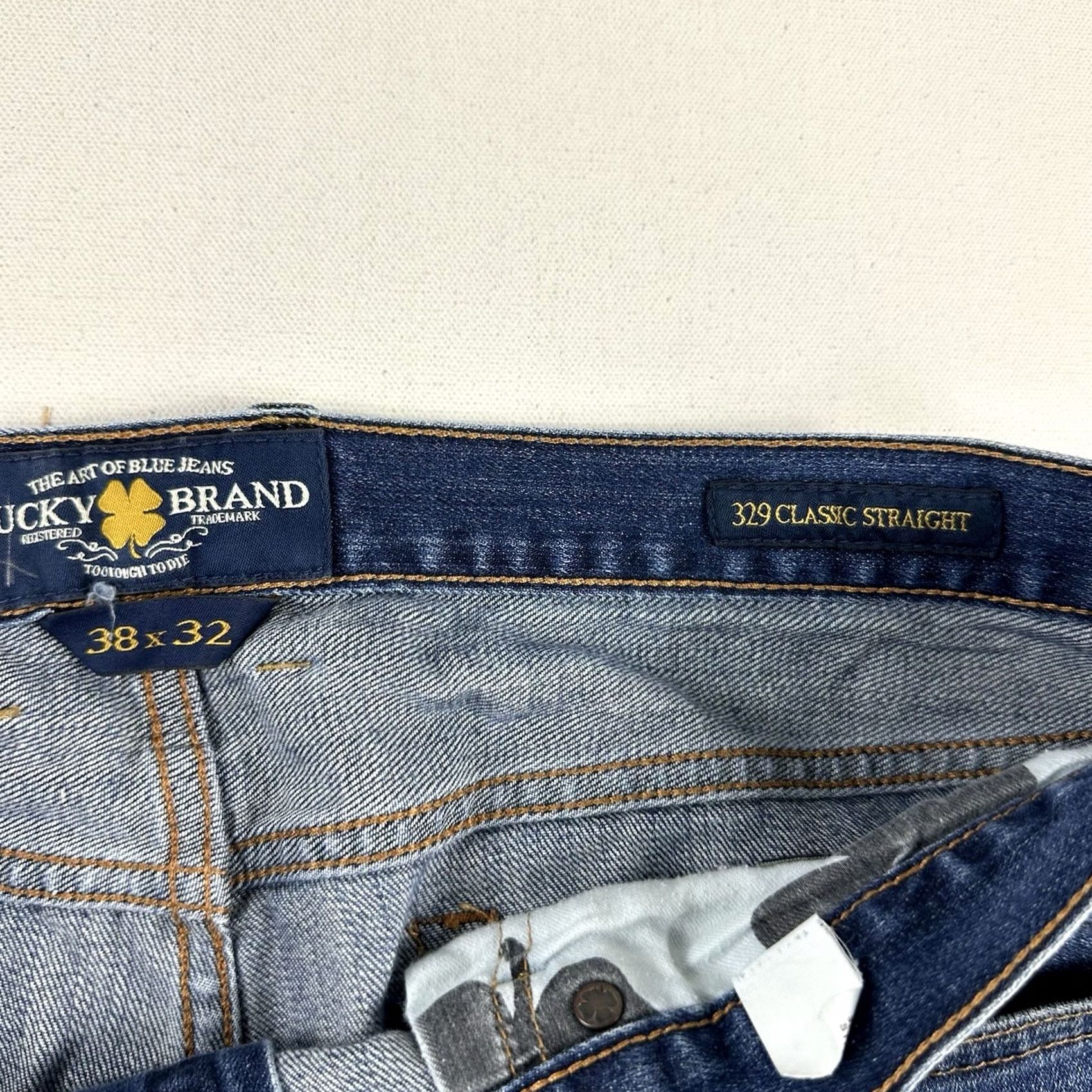 Lucky Brand Lucky Brand 329 Classic Straight Jeans Mens 38x24 Blue Dark Wash Denim Pants Regular Inseam 24 Stretch Pockets Logo Vintage No Rise Mid 10-12 Size US 38 / EU 54 - 8 Thumbnail
