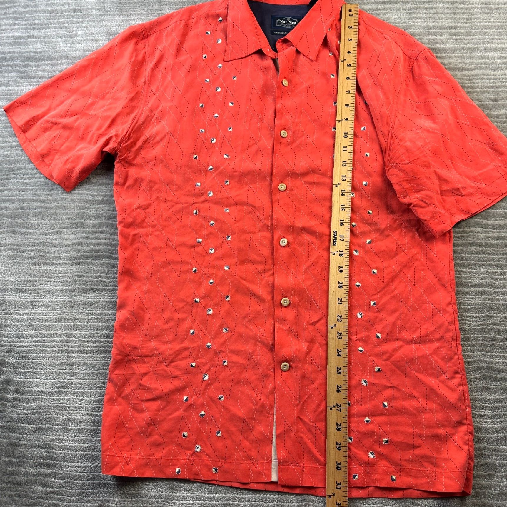 Nat Nast VINTAGE Nat Nast Shirt Mens XL Orange Camp Casual Bowling Silk Size US XL / EU 56 / 4 - 8 Thumbnail
