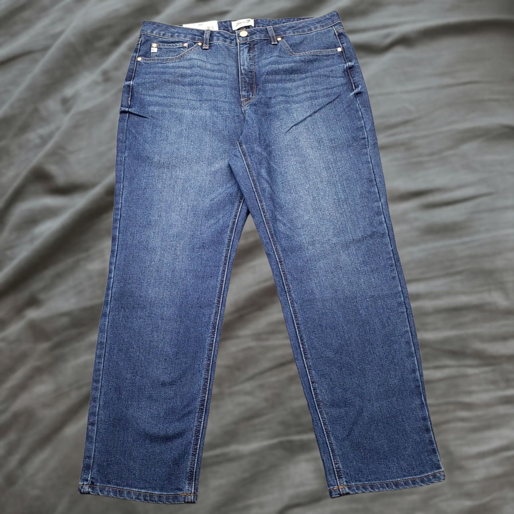 Vintage Seven7 Jeans Womens 14 Blue Denim Stretch High Rise Straight Jeans Size 36" / US 14 / IT 50 - 1 Thumbnail