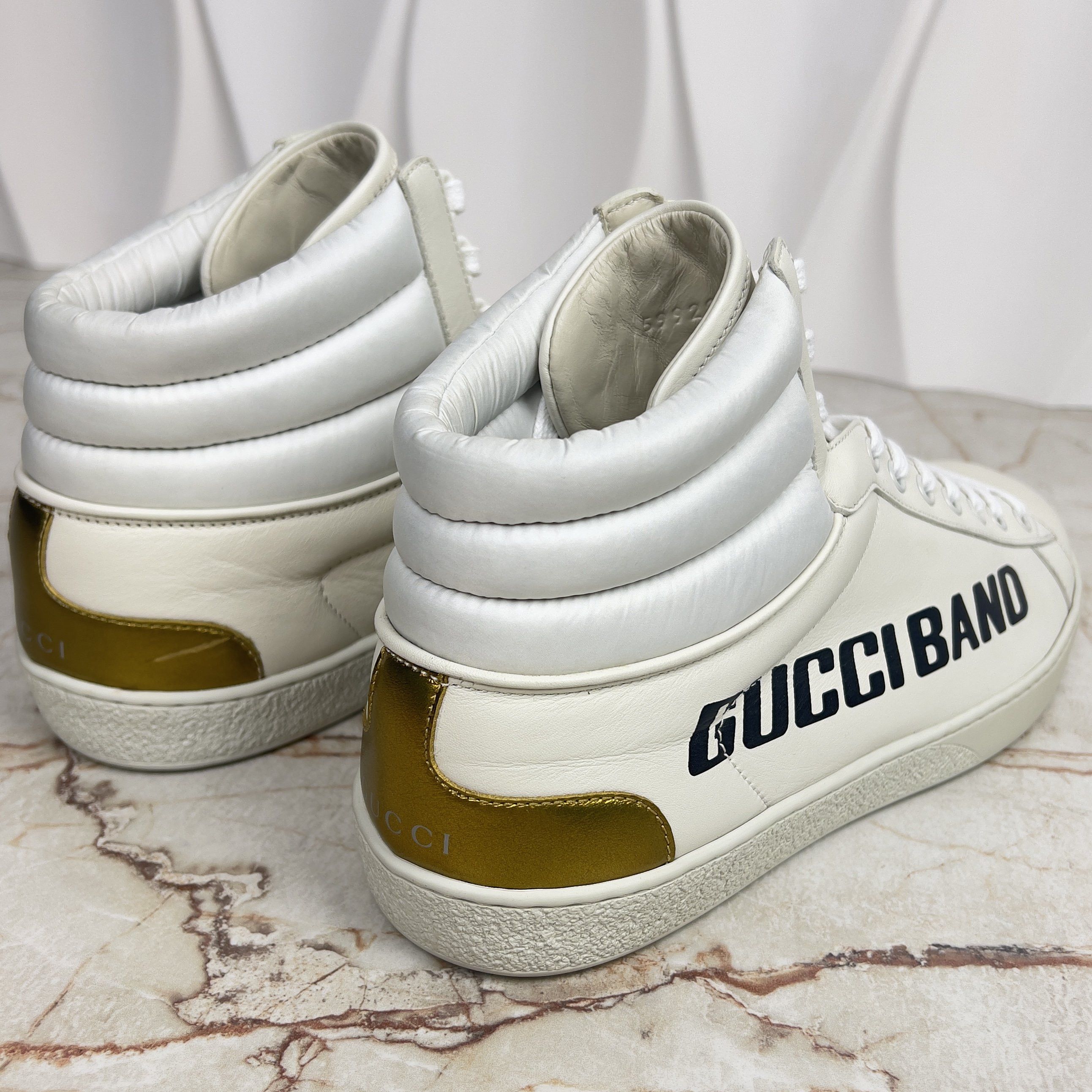 Gucci Ace Band Graphic Print Sneakers Calfskin White Size US 10.5 / EU 43-44 - 8 Thumbnail