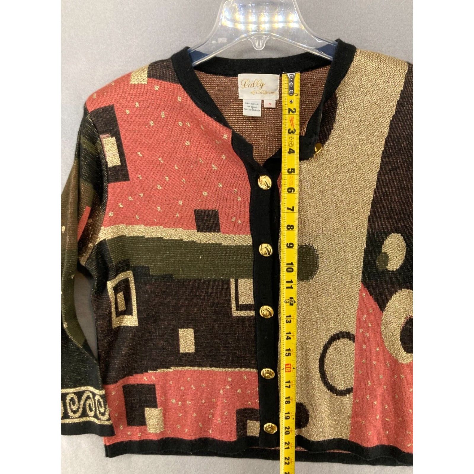 Lilly Pulitzer VINTAGE Lilly Cardigan Womens Small 100% acrylic Geometric Print 90s Size S / US 4 / IT 40 - 3 Thumbnail