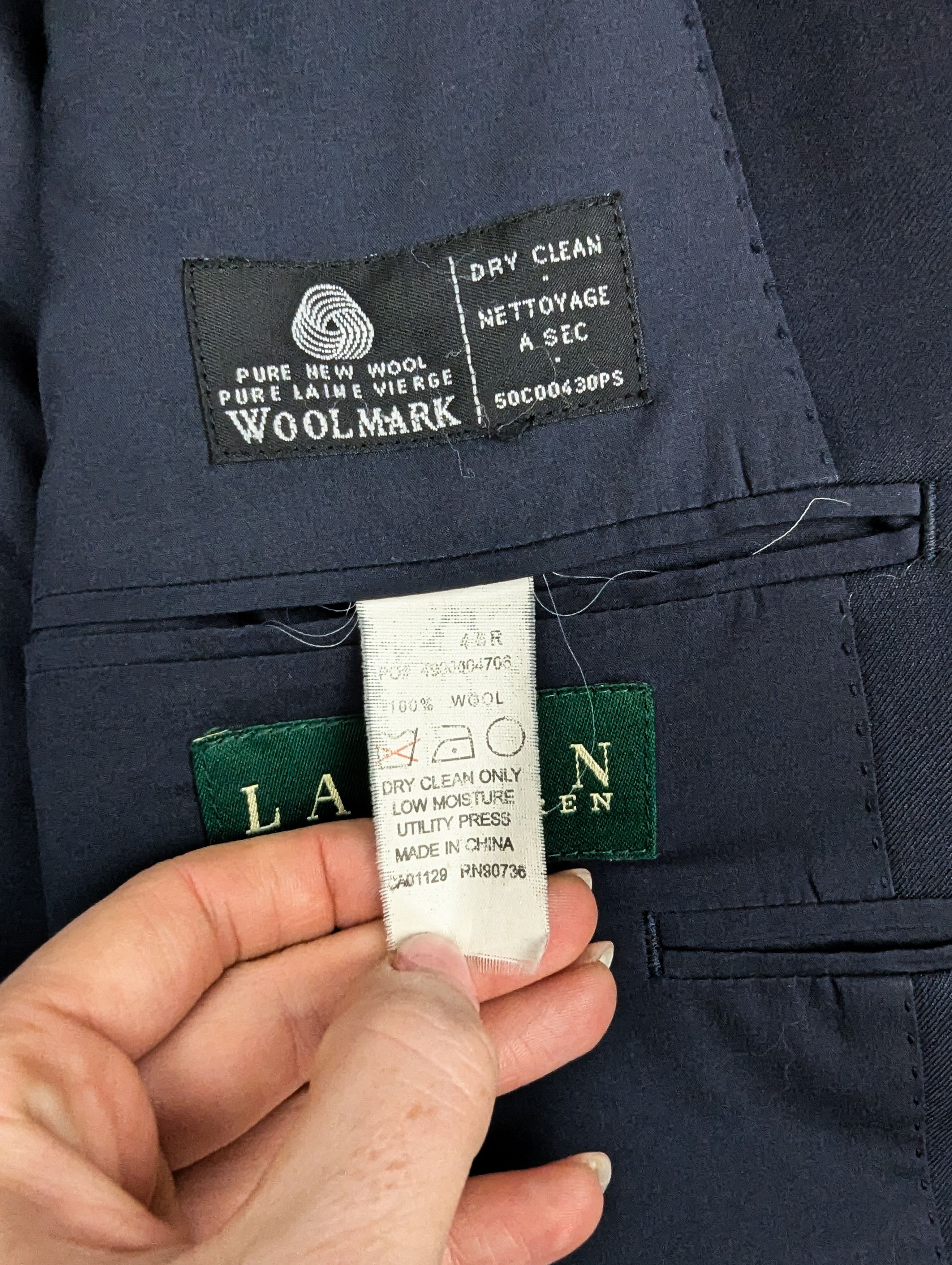 Lauren Ralph Lauren Lauren Ralph Lauren navy wool suit jacket blazer XL Size 46R - 5 Thumbnail