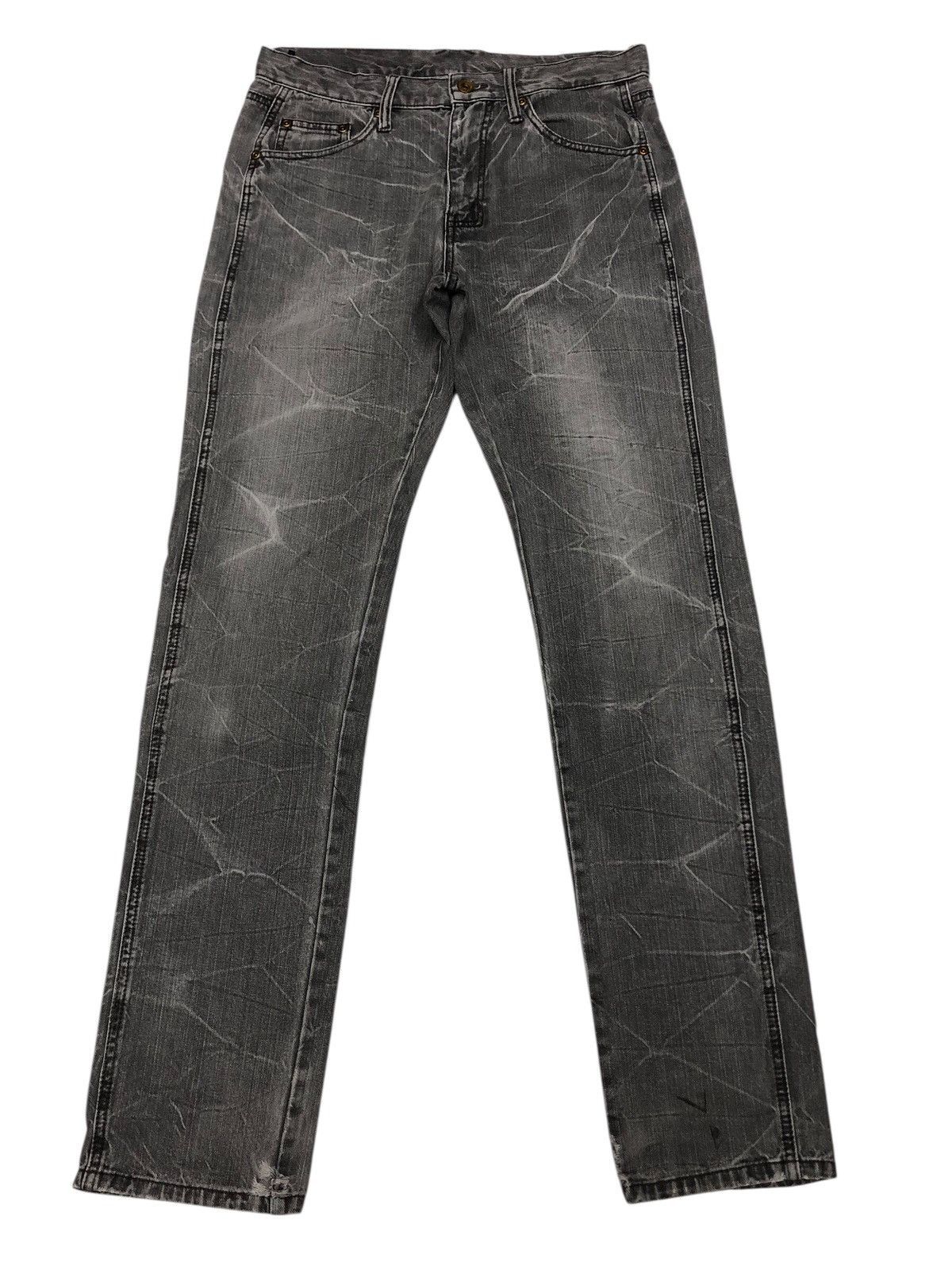 Tornado Mart 🔥JAPANESE BRAND WHISKER CRACK WASH FADED GREY DISTRESS JEANS Size US 30 / EU 46 - 1 Thumbnail