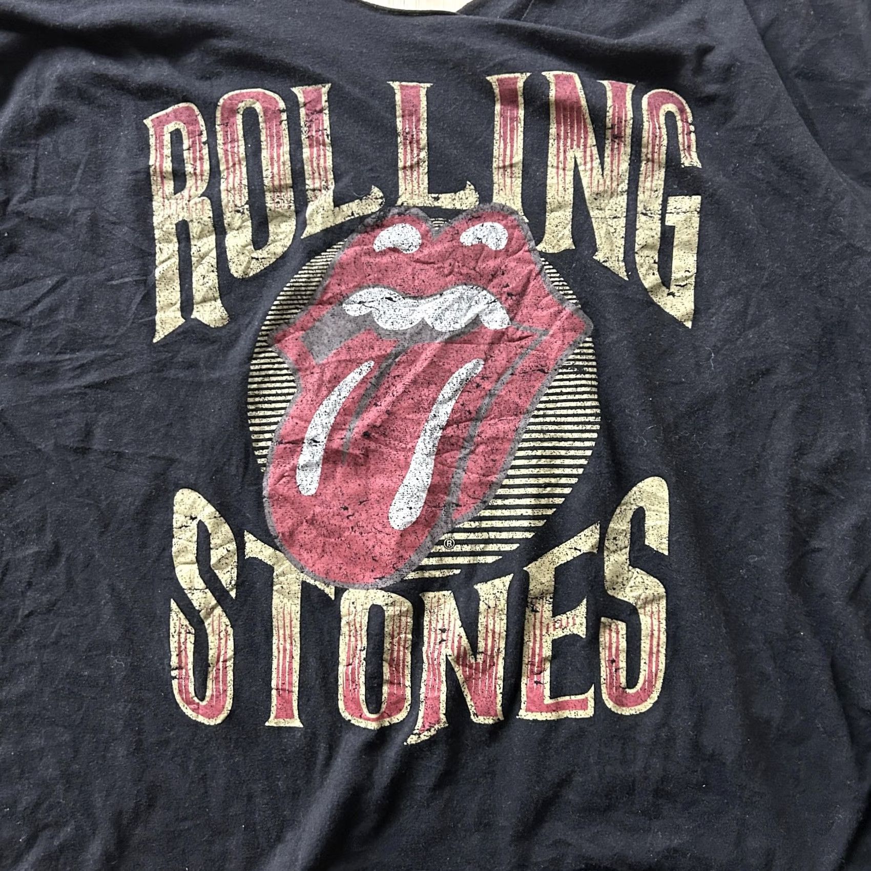 Vintage VINTAGE Rolling Stones Shirt Womens XL Black Cropped Slit Sleeve Band Rock Tee T-Shirt Size XL / US 12-14 / IT 48-50 - 2 Thumbnail