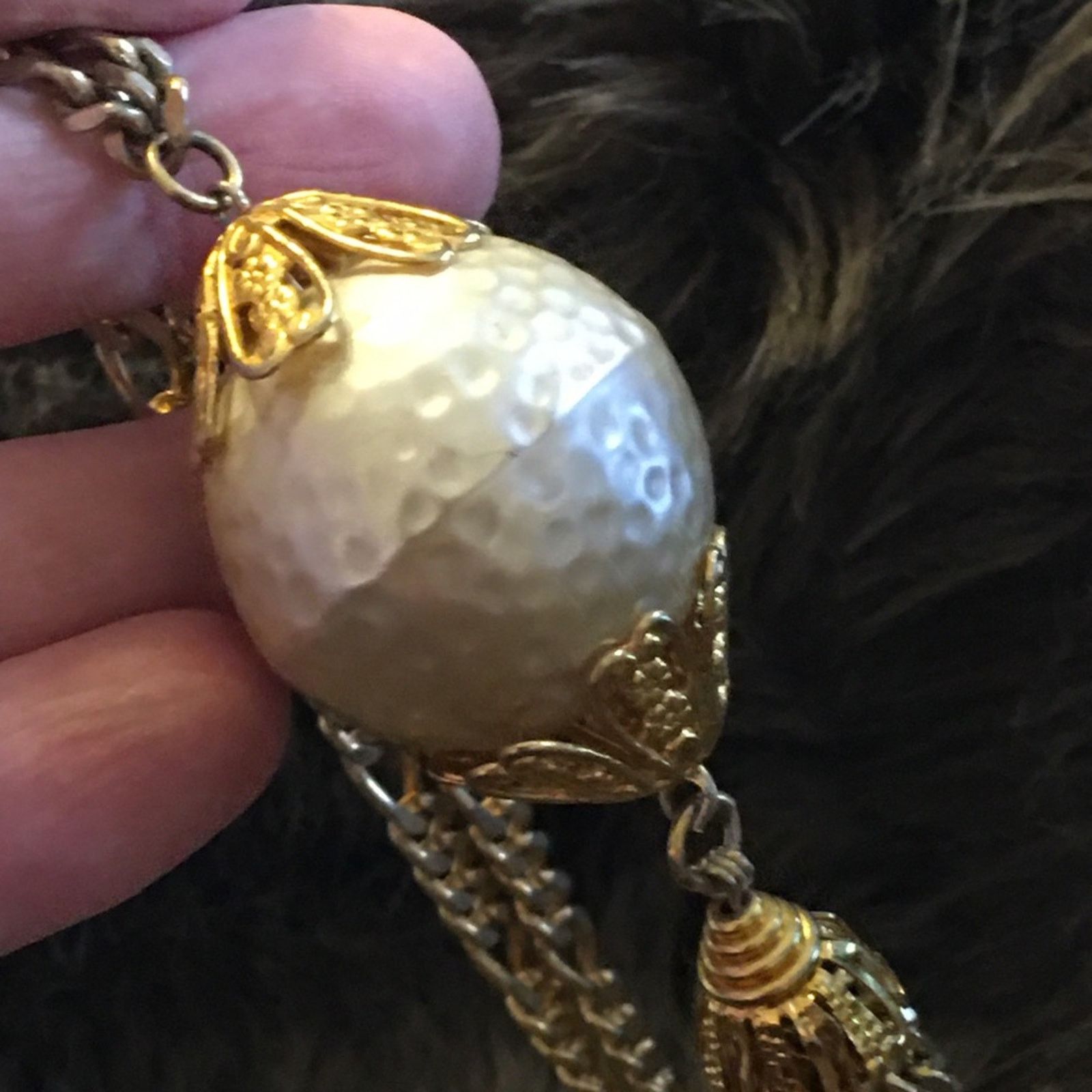 Vintage Vintage gold figaro bell capped pearl necklace Size ONE SIZE - 5 Thumbnail