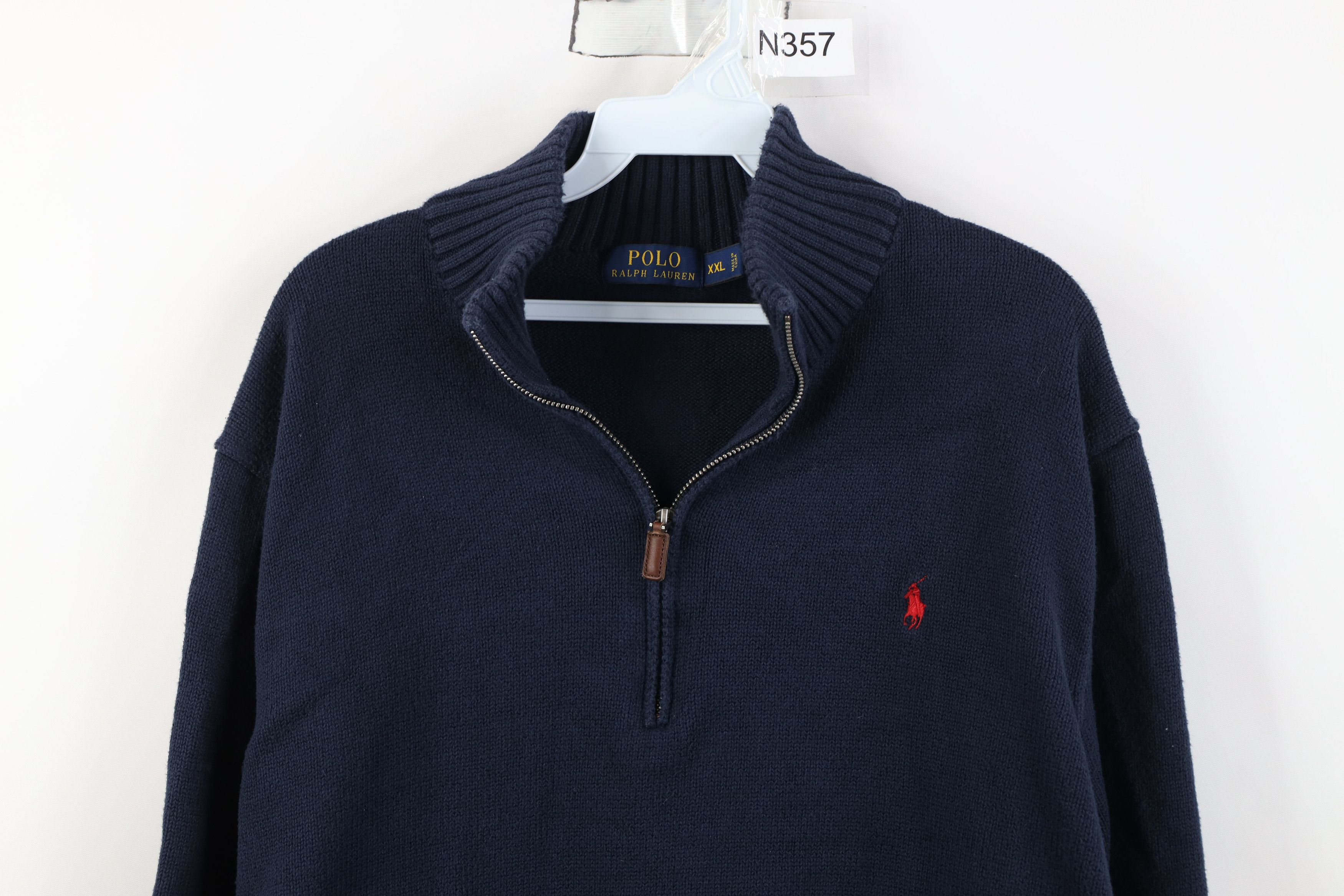 Ralph Lauren Vintage Ralph Lauren Ribbed Knit 1/4 Half Zip Sweater Blue Size US XXL / EU 58 / 5 - 2 Thumbnail