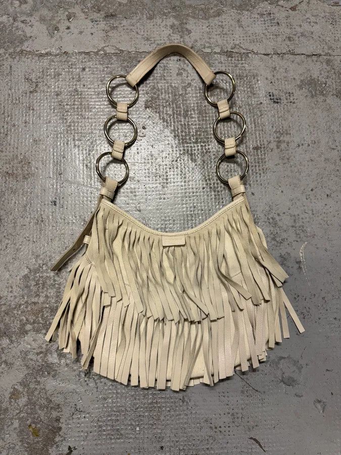 Yves Saint Laurent SS2003 Yves Saint Laurent Fringe Layered White Leather Handle Bag by Tom Ford Size ONE SIZE - 1 Thumbnail