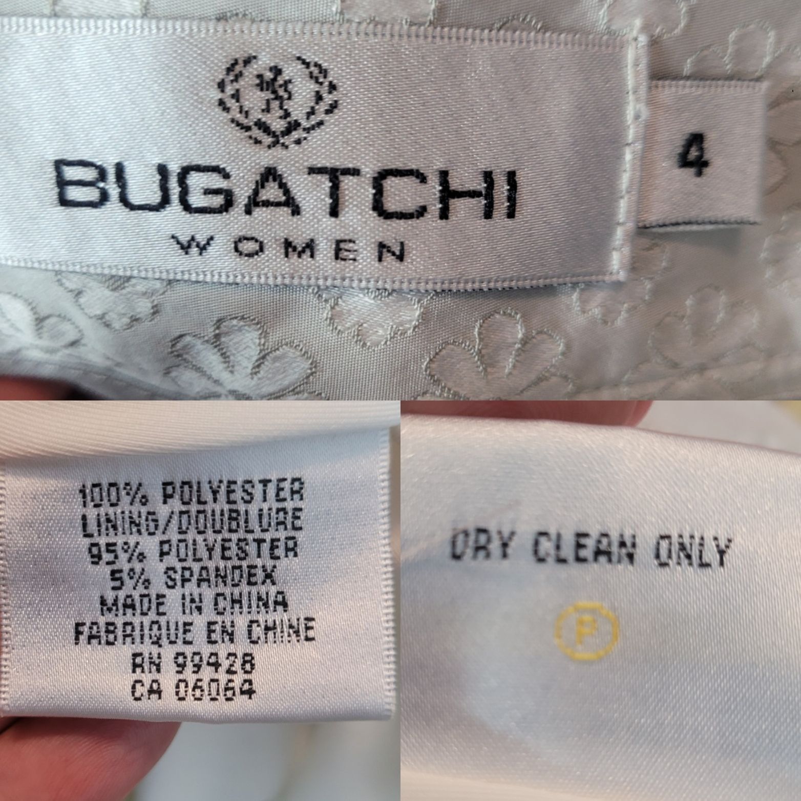 BUGATCHI Bugatchi Skirt Skort 4 Silver White Floral Stretch Pockets Size 27" / US 4 / IT 40 - 3 Thumbnail