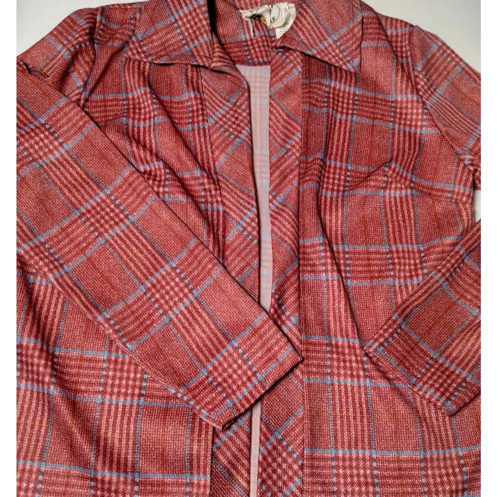 Vintage VINTAGE Liberty Circle Blouse Shirt Open Front Red Plaid 70s Academia Secretary Modest Women's 12 Size XL / US 12-14 / IT 48-50 - 2 Thumbnail