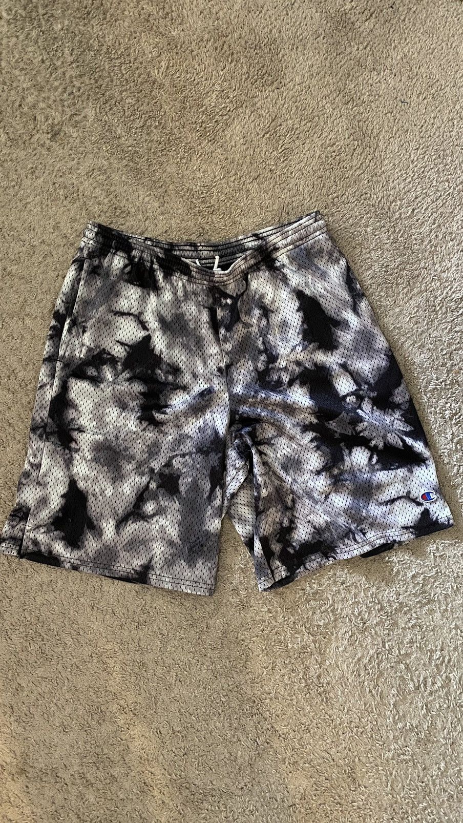 Champion Black and grey tie dye champion shorts Size US 33 - 1 Thumbnail