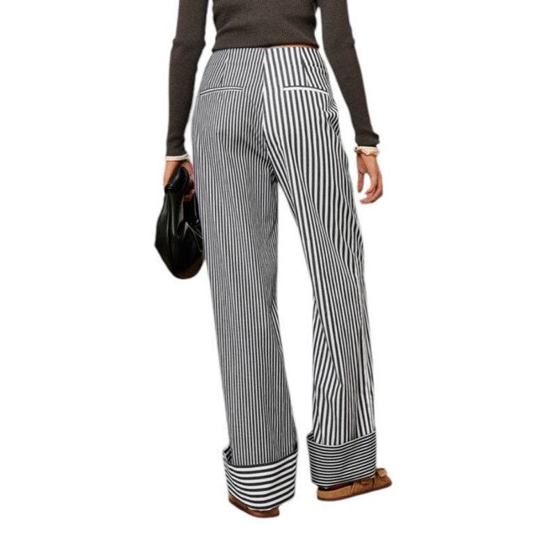 Other Commense Blue White Cotton Contrast Binding Pinstripe Pants Size 34" / US 12 / IT 48 - 6 Thumbnail