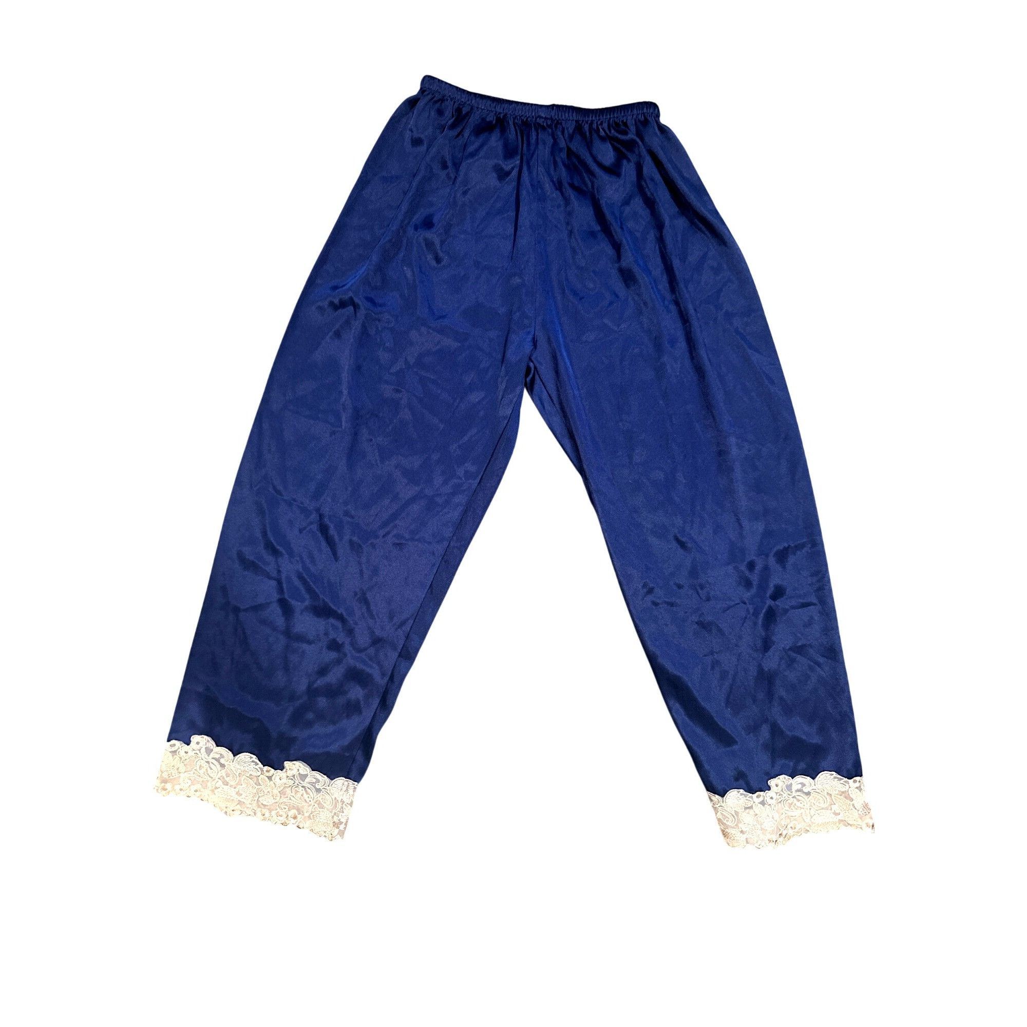 Other CCC Vintage Blue Satin Pajama Pants Delicate Floral Lace Tri Size 27" / US 4 / IT 40 - 1 Thumbnail