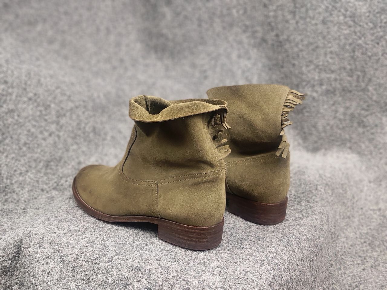 Vintage Via Roma 15 Designer leather shoes green Flat Ankle Boots Size US 11 / IT 41 - 12 Thumbnail
