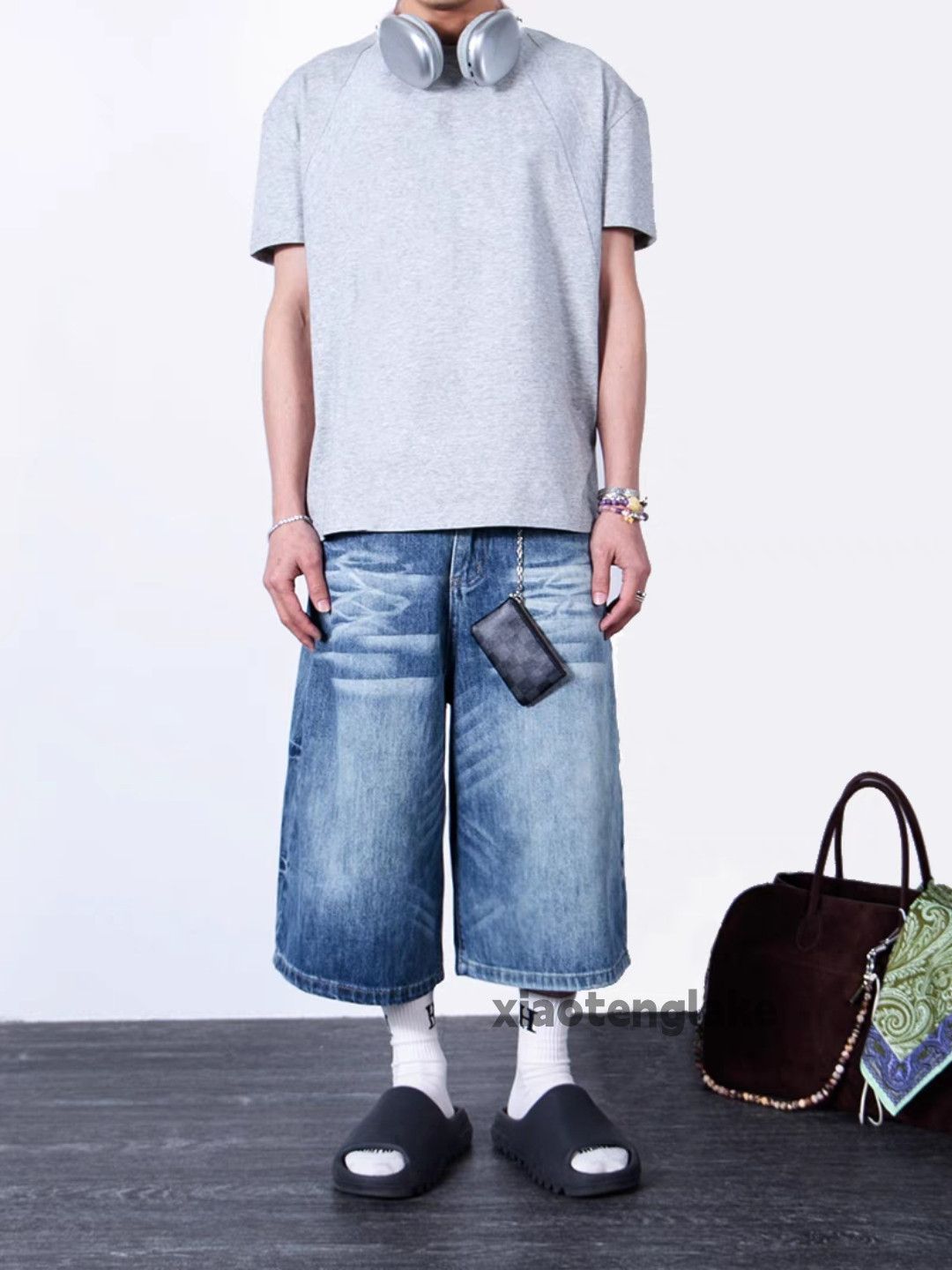 Jean × Vintage Unisex washed faded utility punk grunge baggy shorts Size US 33 - 3 Thumbnail