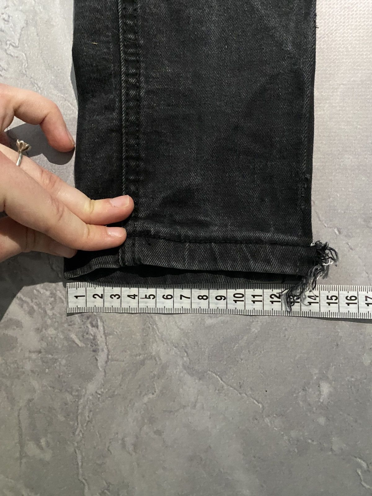 Vintage Black Distressed Skinny Fit Jeans Y2K Size US 31 - 15 Thumbnail