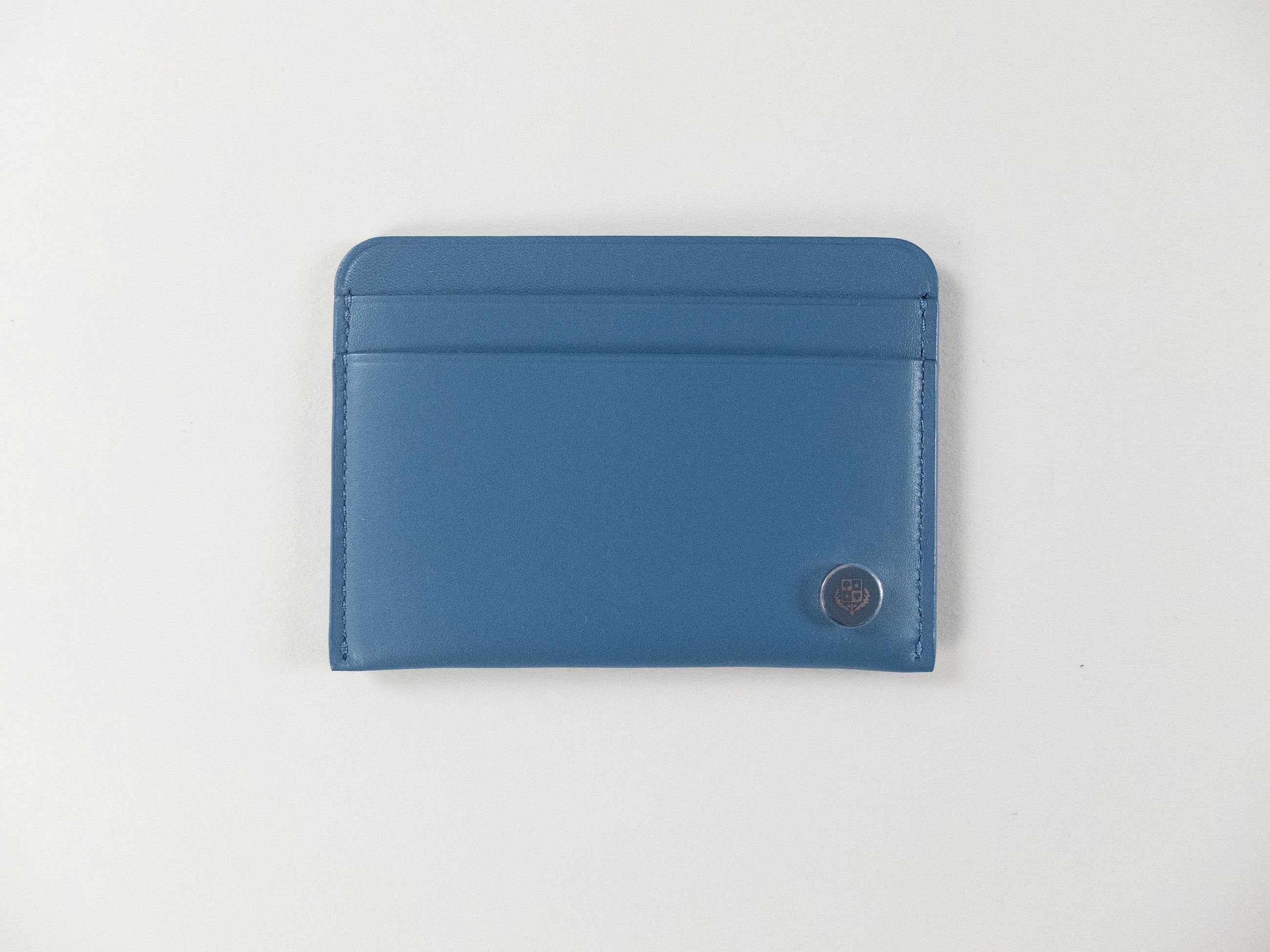 Loro Piana Crest Blue Leather Card Holder Wallet, Men's