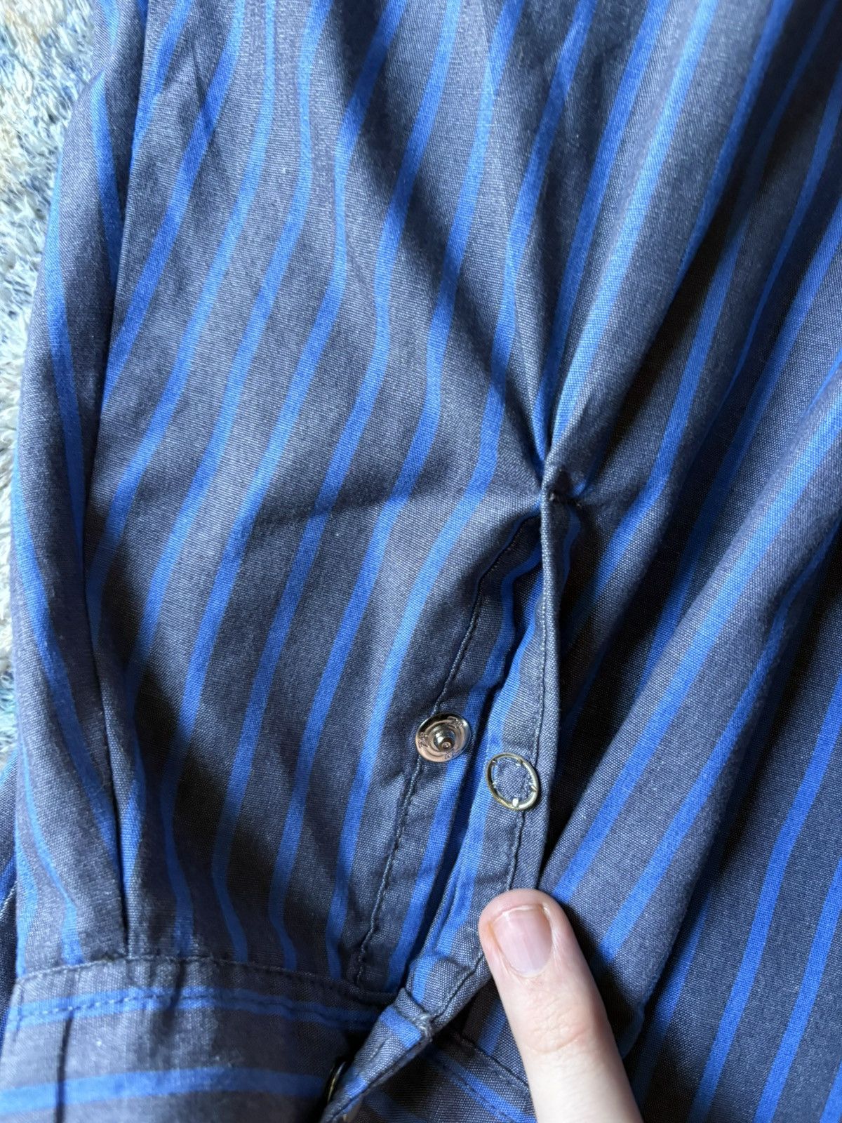 Vintage Vintage Western Craft Blue Pinstriped Pearl Snap Shirt Size US XXL / EU 58 / 5 - 5 Thumbnail