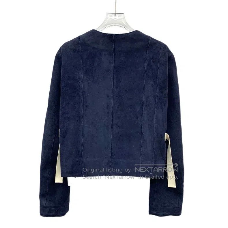 Loewe Loewe Dark Blue Lamb Leather Logo Embossed Long Sleeve Jac Size XS / US 0-2 / IT 36-38 - 2 Thumbnail