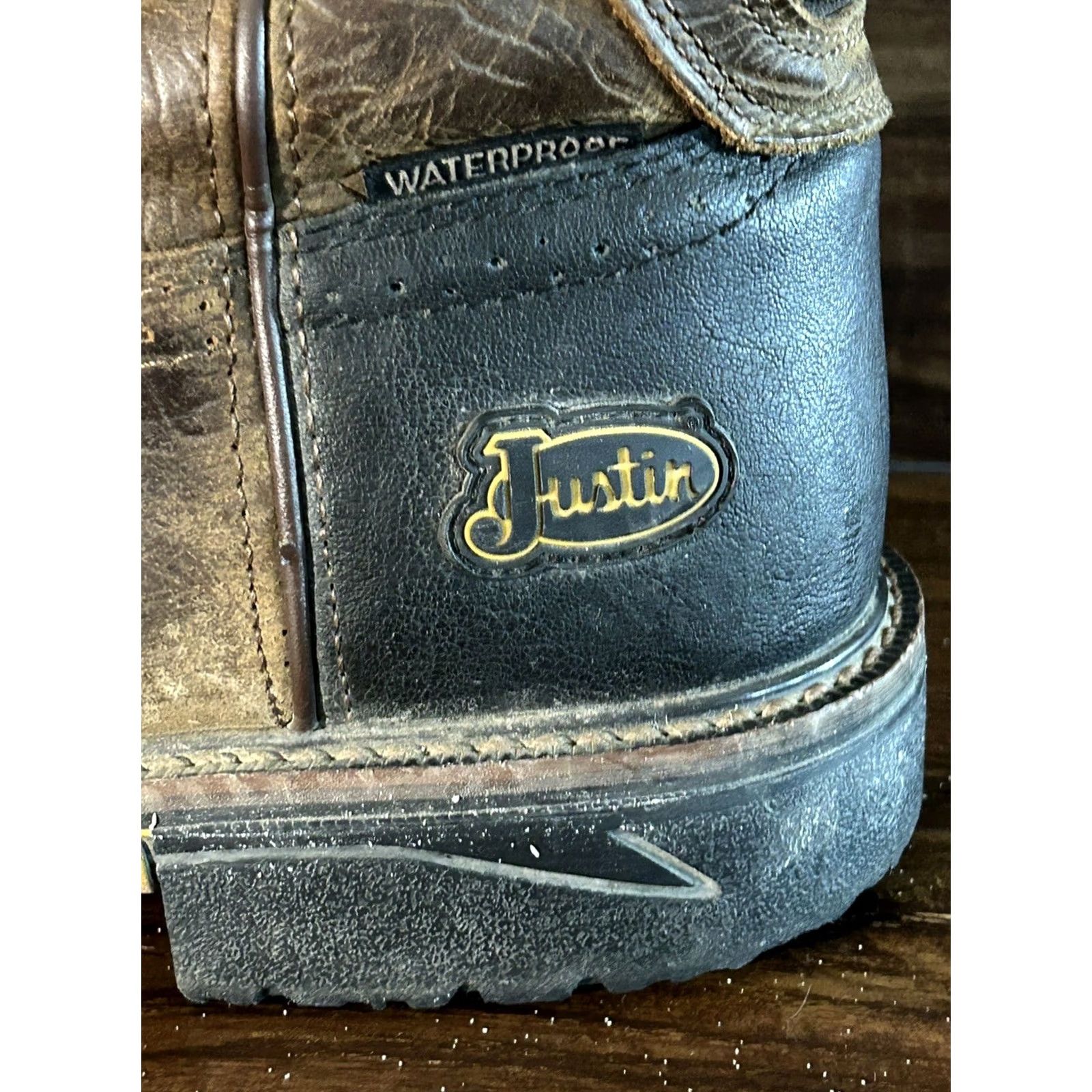 Vintage Justin Joist SE4625 Sz 13 D Rustic Barnwood Workwear Boots Composite Toe Leather Western Mens Shoes Size US 13 / EU 46 - 4 Thumbnail