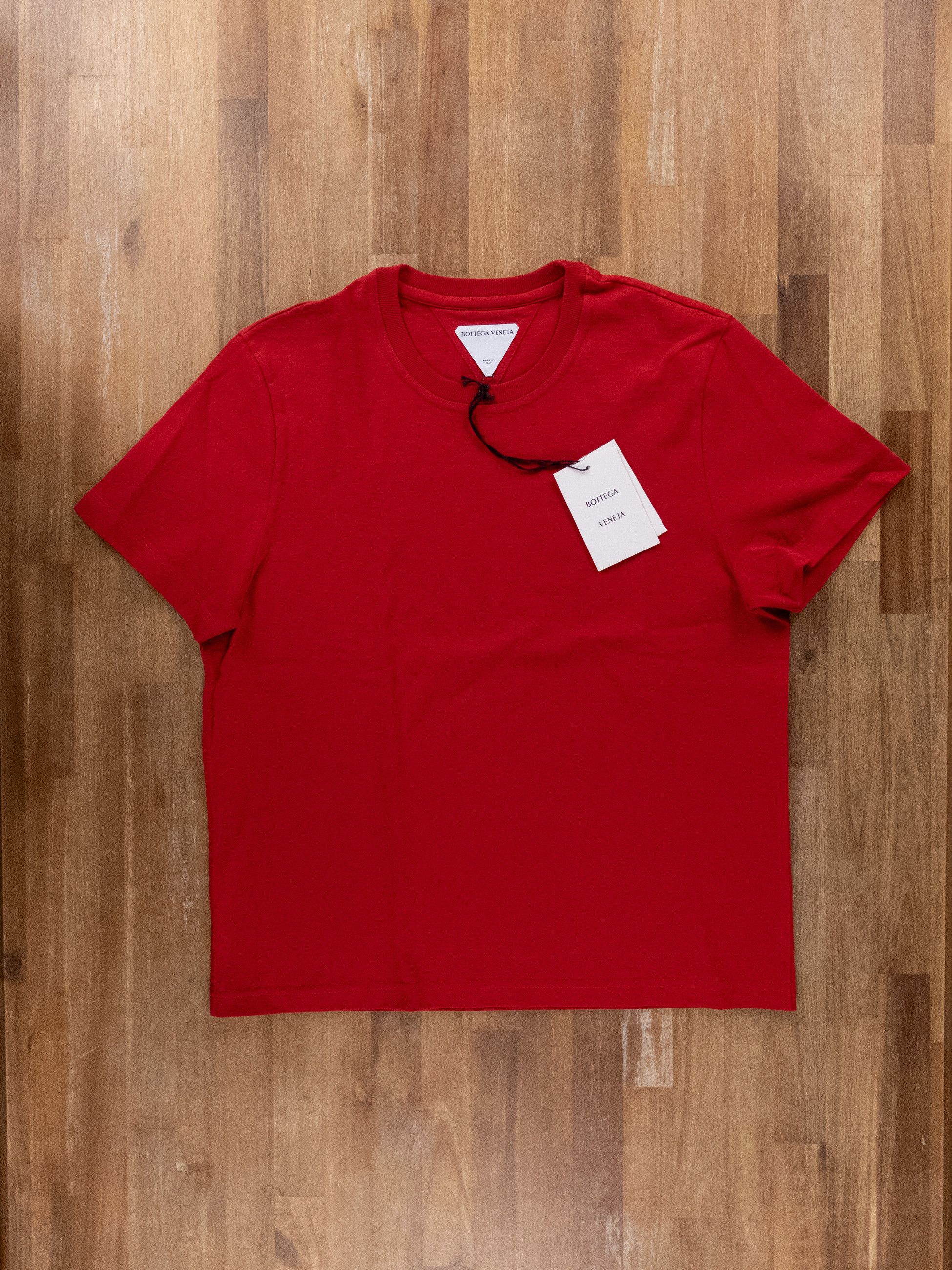 Bottega Veneta BOTTEGA VENETA scarlet red jersey cotton t-shirt Size Large Size L / US 10 / IT 46 - 4 Thumbnail