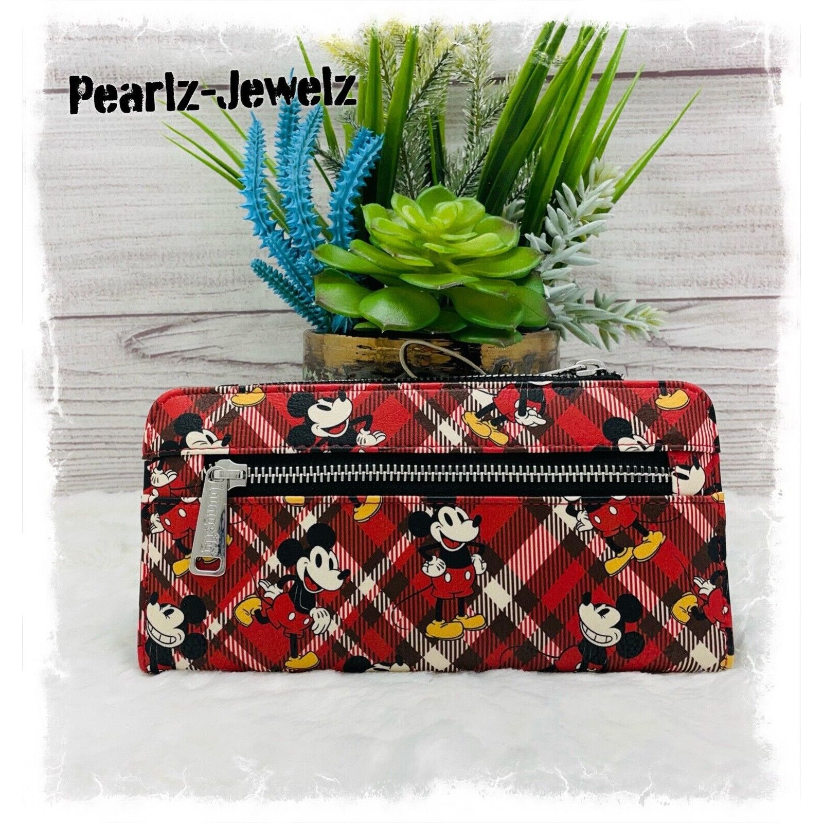 Disney Loungefly Disney Mickey Mouse Red Plaid All-Over-Print Bifol Size ONE SIZE - 2 Thumbnail