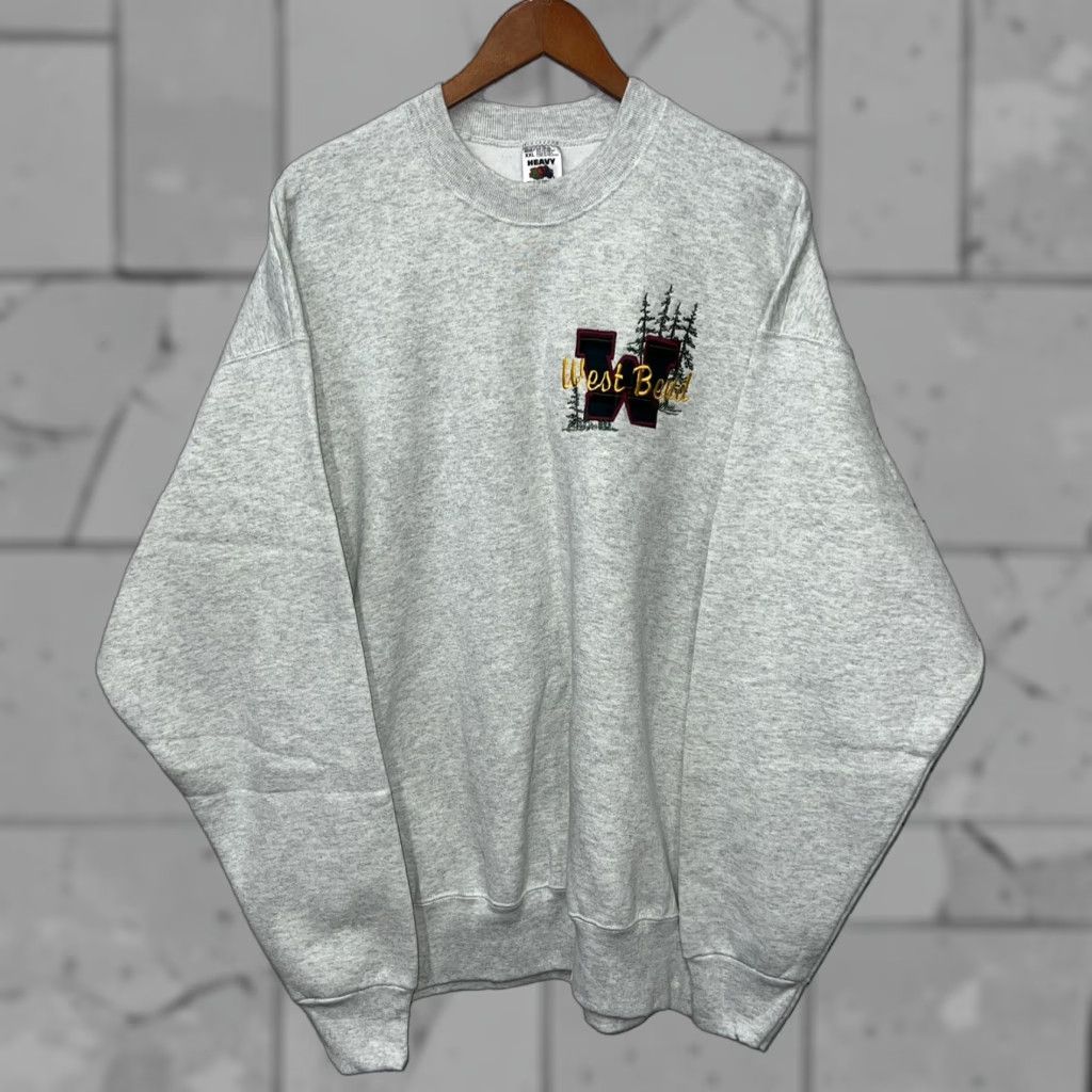 Fruit Of The Loom VINTAGE Fruit Of The Loom WEST BEND Pullover Sweatshirt 2XL Gray USA Unisex Adults Mens Girls Womens Size US XXL / EU 58 / 5 - 1 Thumbnail