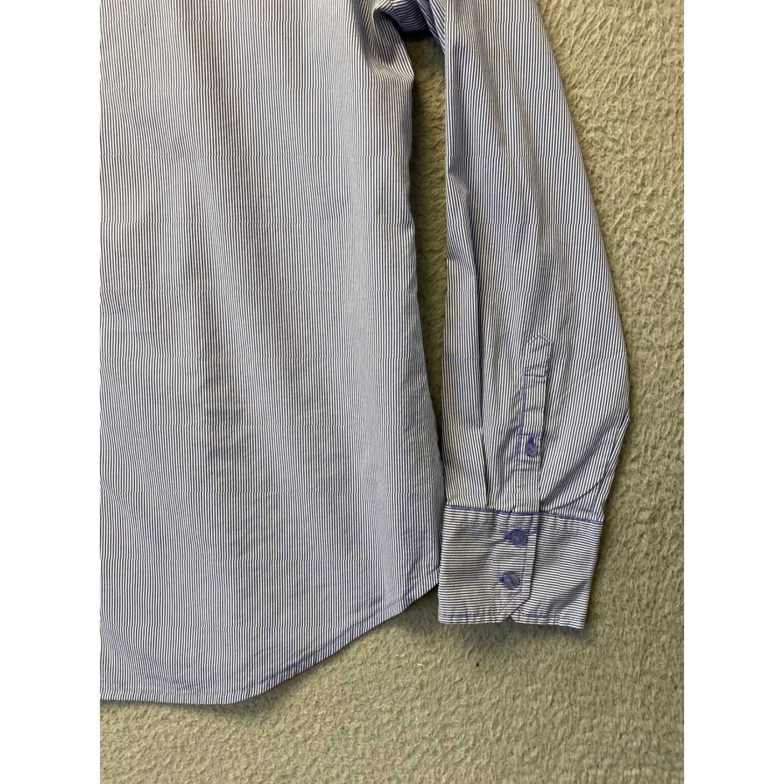 Worthington VINTAGE Worthington Women's Shirt Long Sleeve Cotton Pinstriped Blue White Large Regular Button-Up Fall Spring Winter Size L / US 10 / IT 46 - 2 Thumbnail
