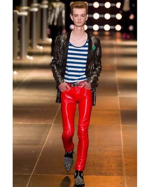 image of Saint Laurent Paris Runway Ss18 Striped Sleeveless Shirt in Blue, Men's (Size Small)