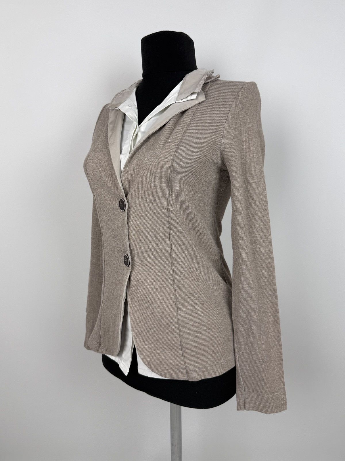 Fabiana Filippi Fabiana Filippi 2 in 1 Effect Rib Jersey Button Cardigan S-M Size M / US 6-8 / IT 42-44 - 2 Thumbnail