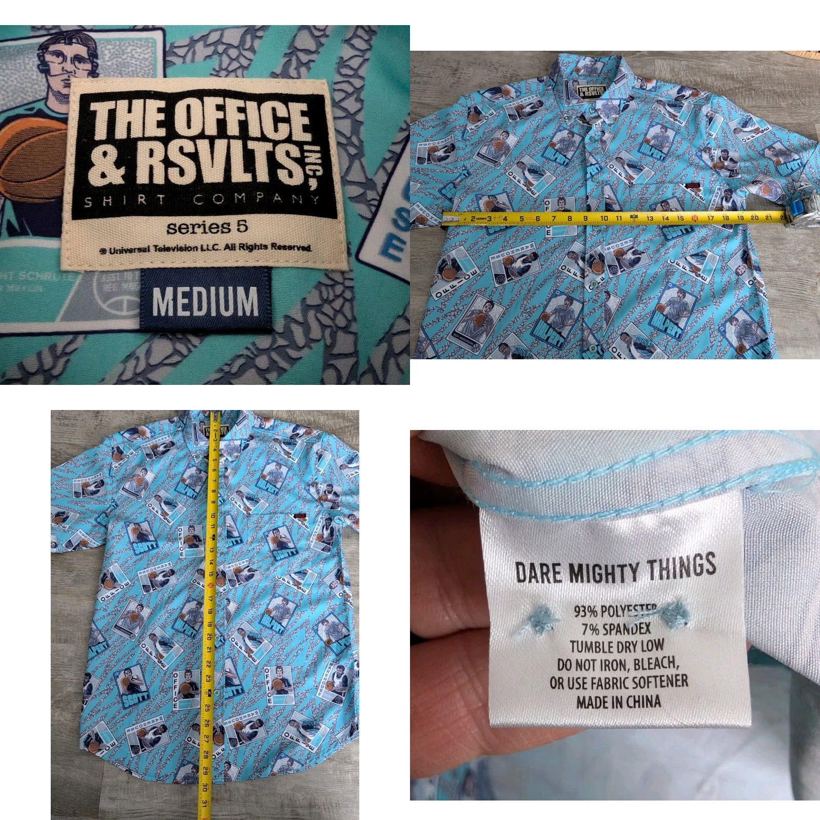 Vintage RSVLTS The Office + RSVLTS Short Sleeve Button Up Camp Shirt AOP Basketball M Blue Unisex Adults Casual Shirt Size US M / EU 48-50 / 2 - 8 Thumbnail