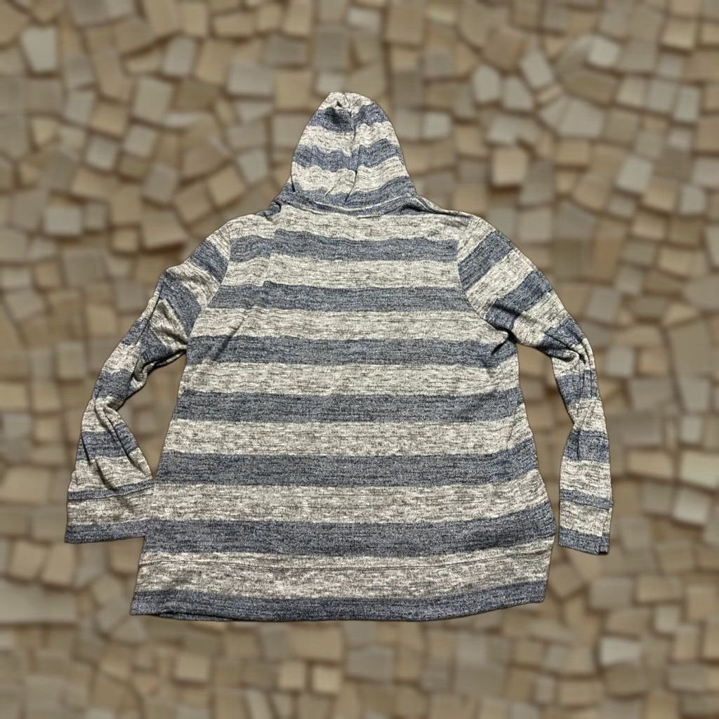 Vintage GVS Hoodie Shirt, Women's XL, Gray Blue, Striped, Long Sleeve, T-Shirt, Regular, Pullover, Round Neck, Casual, Fall Spring Summer, Women, XL Size XL / US 12-14 / IT 48-50 - 1 Thumbnail