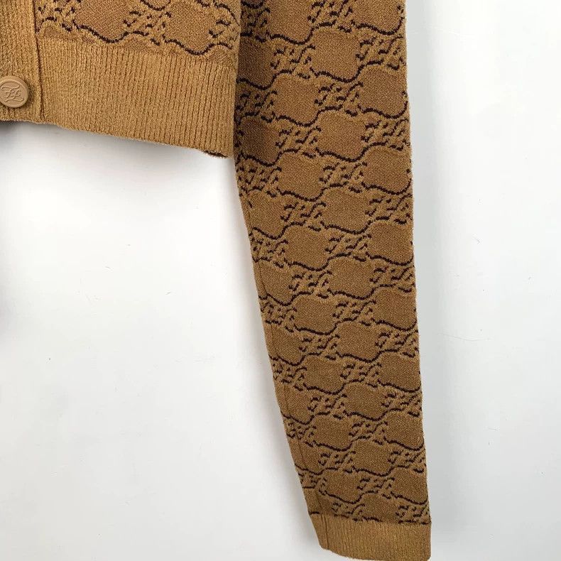 Fendi Fendi Brown Patterned Knit Cardigan Size US M / EU 48-50 / 2 - 4 Thumbnail