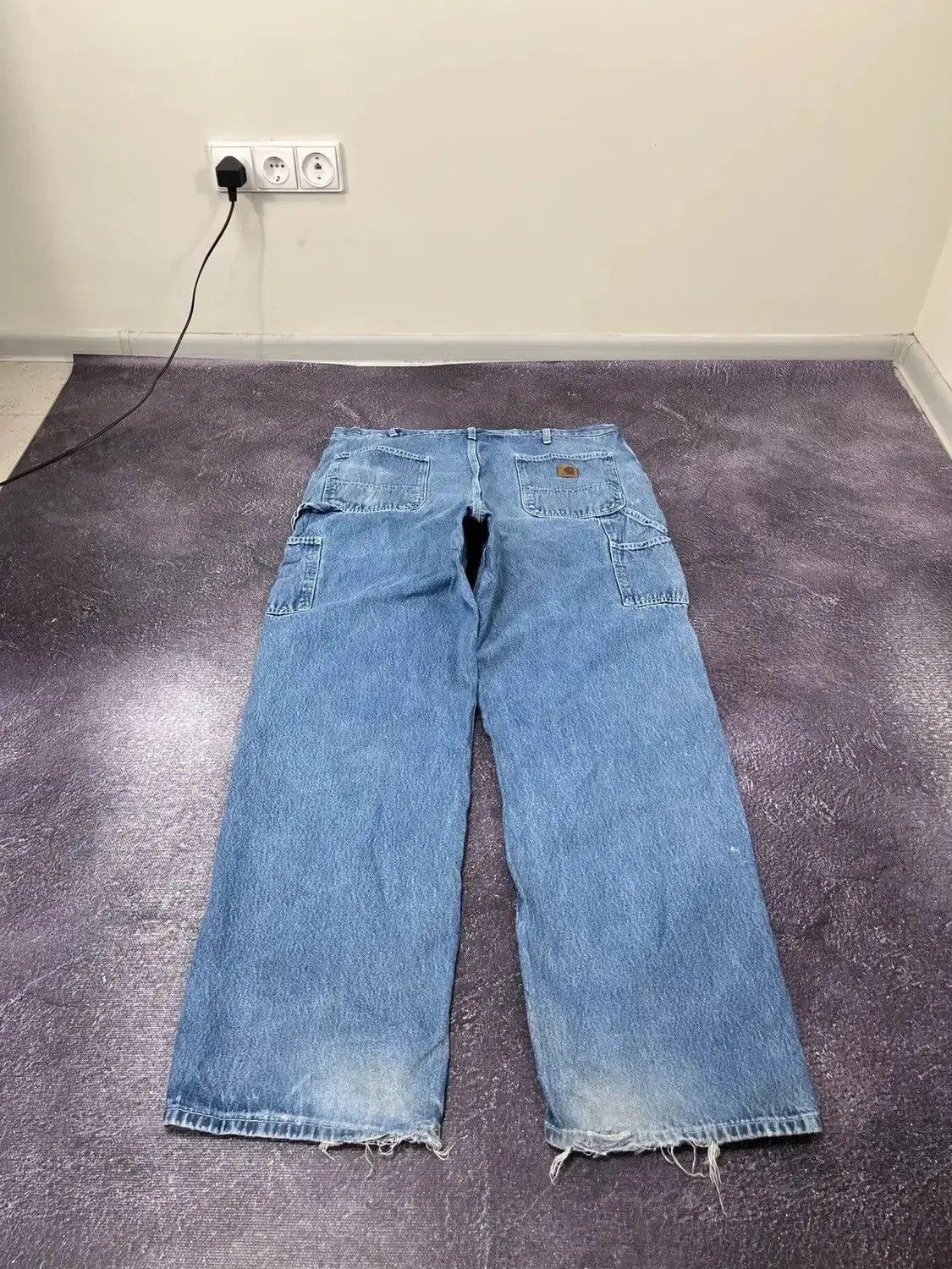 Carhartt × Vintage Vintage 90s Carhartt Faded Blue Denim Work Hype Baggy Jeans Size US 40 / EU 56 - 3 Thumbnail
