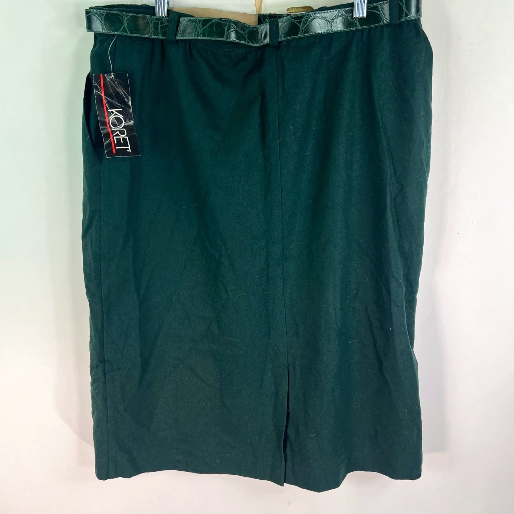 Vintage Koret Skirt Womens 18 Green Wool Vintage Midi Pleated Pockets 80s 90s NWT Size 40" / US 18 - 5 Thumbnail