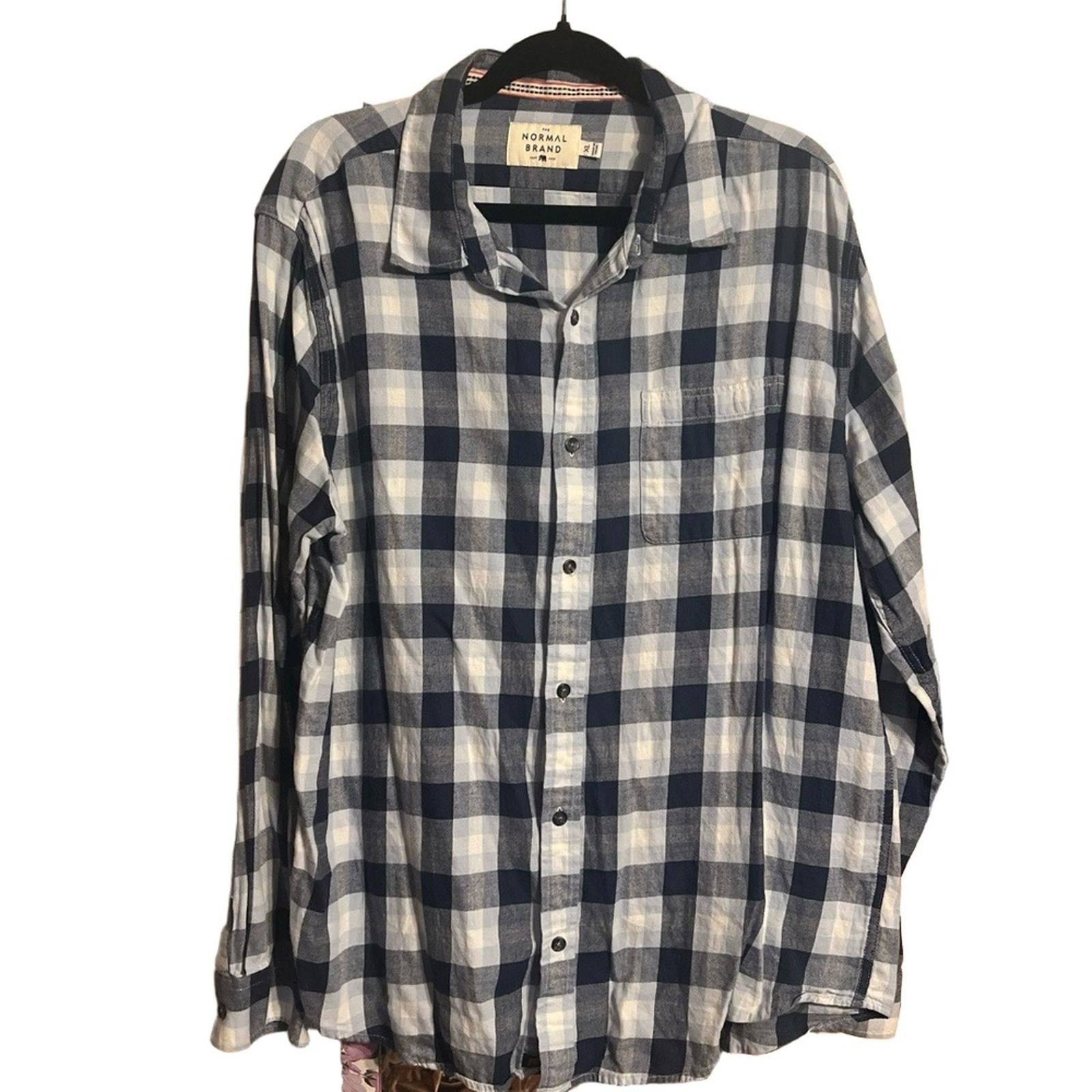 Other NORMAL BRAND Men's XL Blue White Plaid Button Up Shirt Size US XL / EU 56 / 4 - 2 Thumbnail