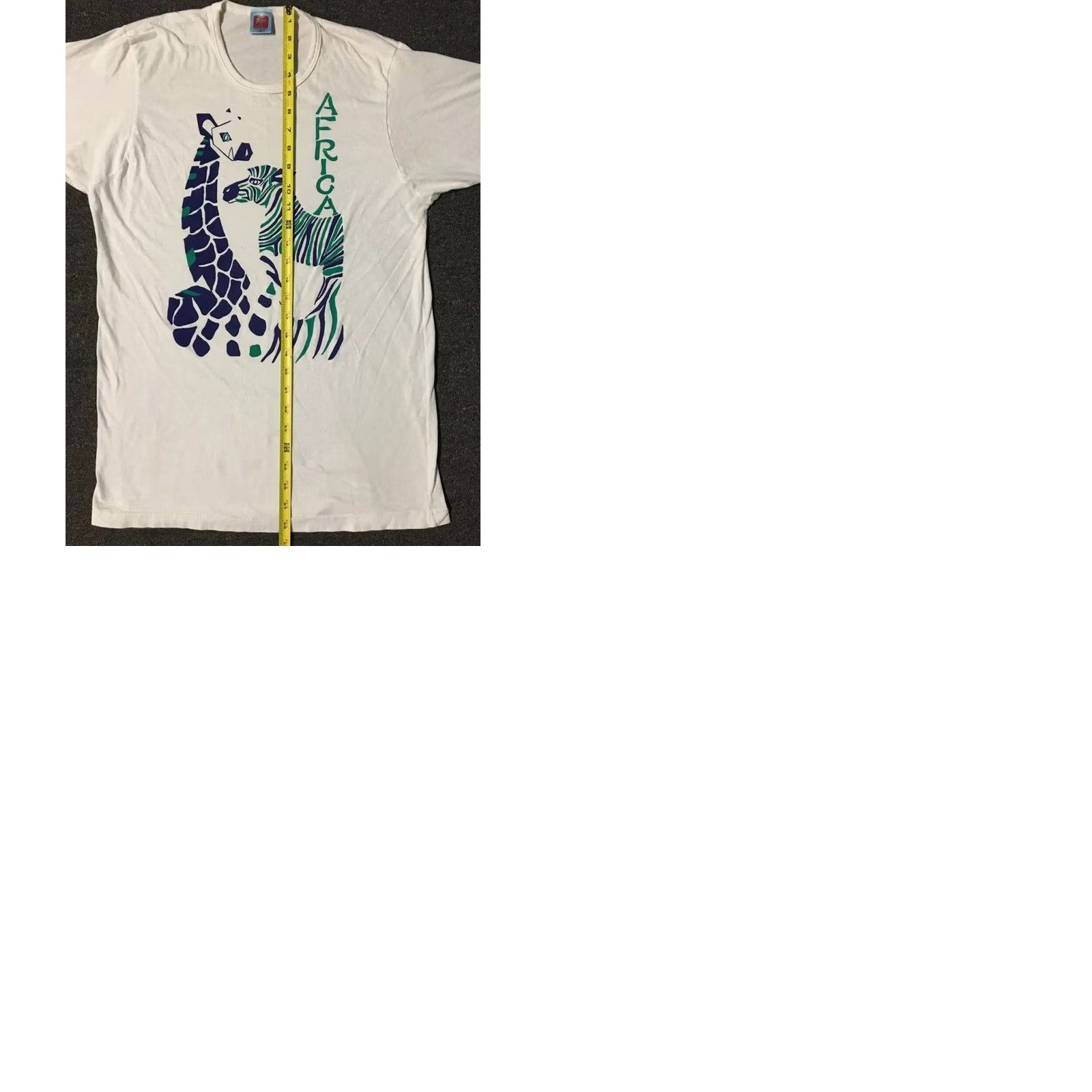 Vintage VINTAGE 90s Africa Zebra Giraffe Abstract Art Nature Grunge Shirt M White Graphic Tee Mens Size US M / EU 48-50 / 2 - 10 Thumbnail