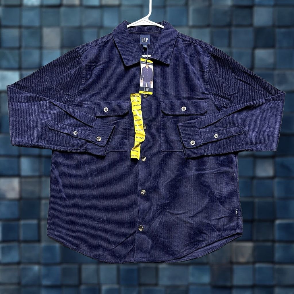 Gap GAP Shirt Mens Medium Eclipse Blue Button Up Corduroy Long Sleeve Size US M / EU 48-50 / 2 - 1 Thumbnail