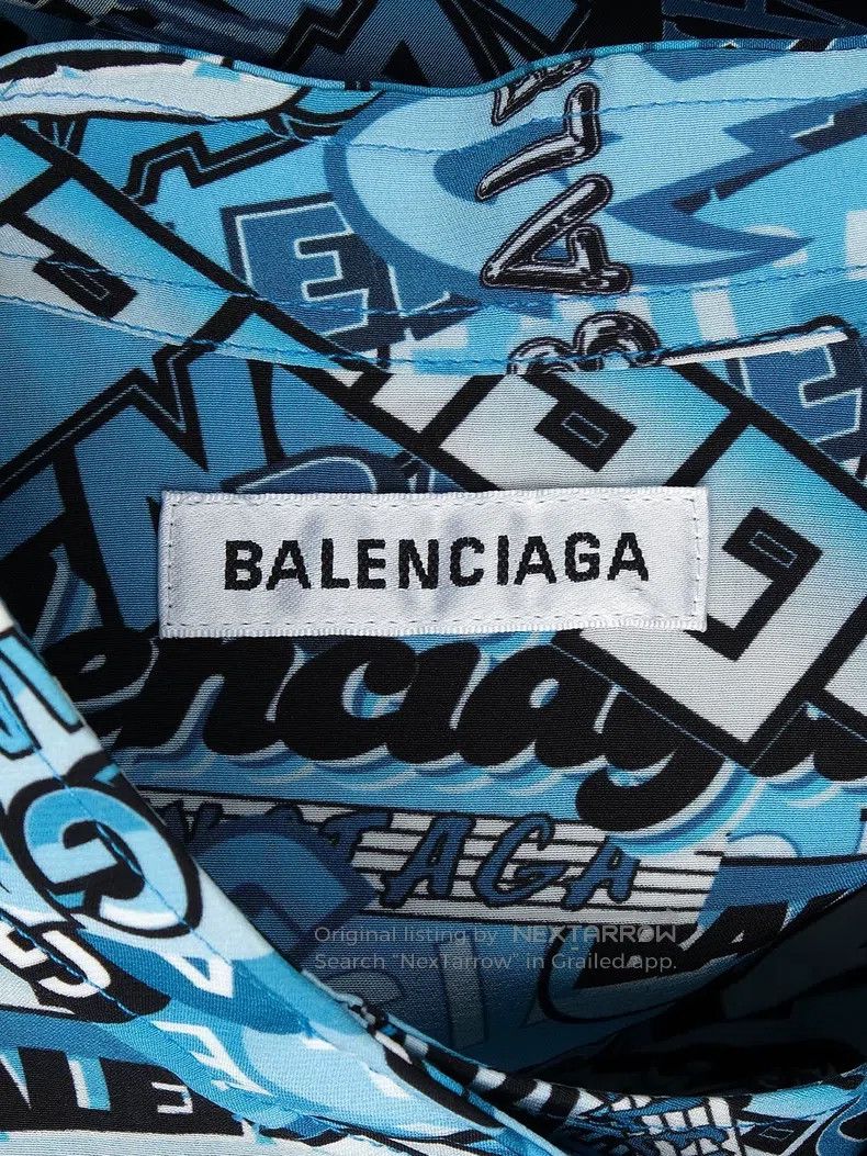 Balenciaga Balenciaga Blue Alphabet Printed Shirt Size XXS / US 00 / IT 34 - 6 Thumbnail