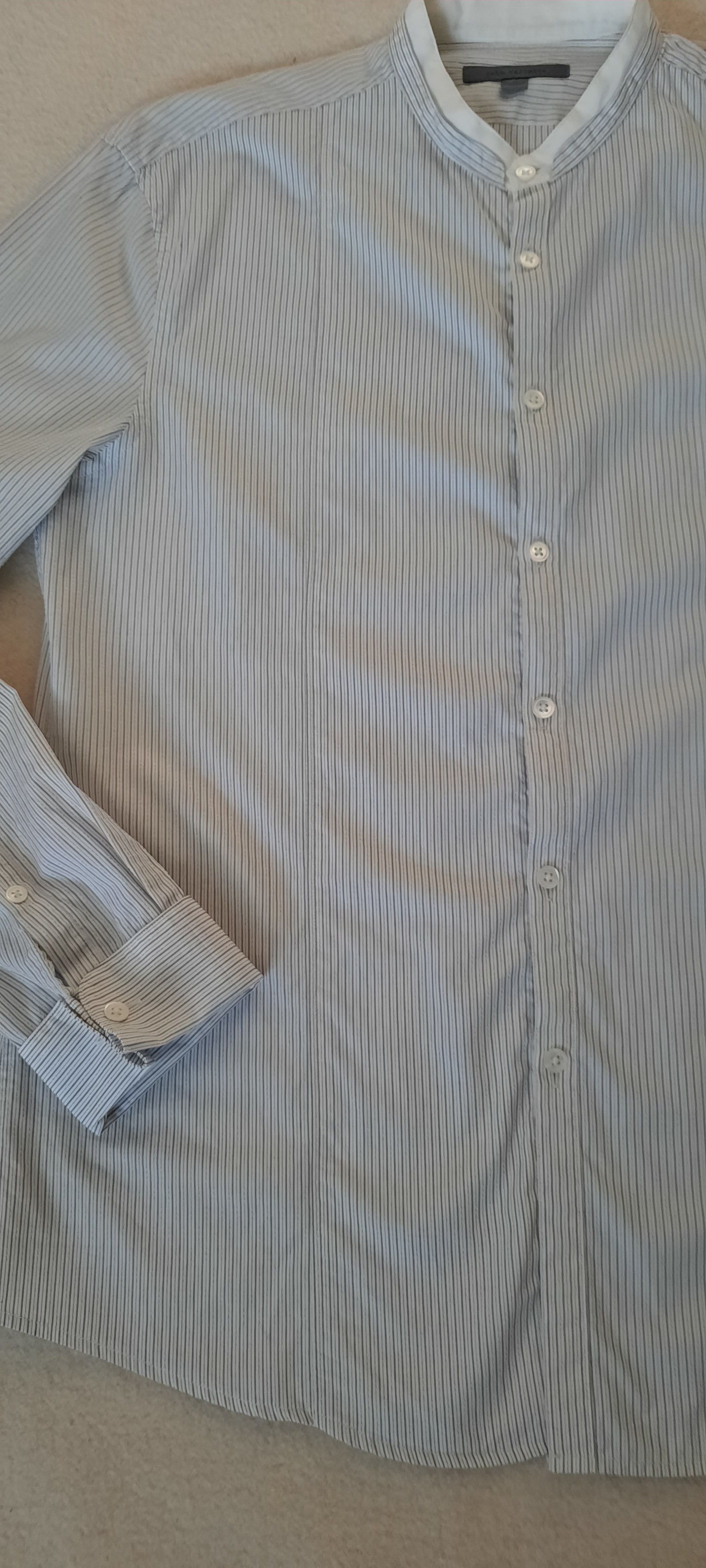 John Varvatos JOHN VARVATOS Men's Long-Sleeved Shirt, White Gray Striped M Size US M / EU 48-50 / 2 - 4 Thumbnail