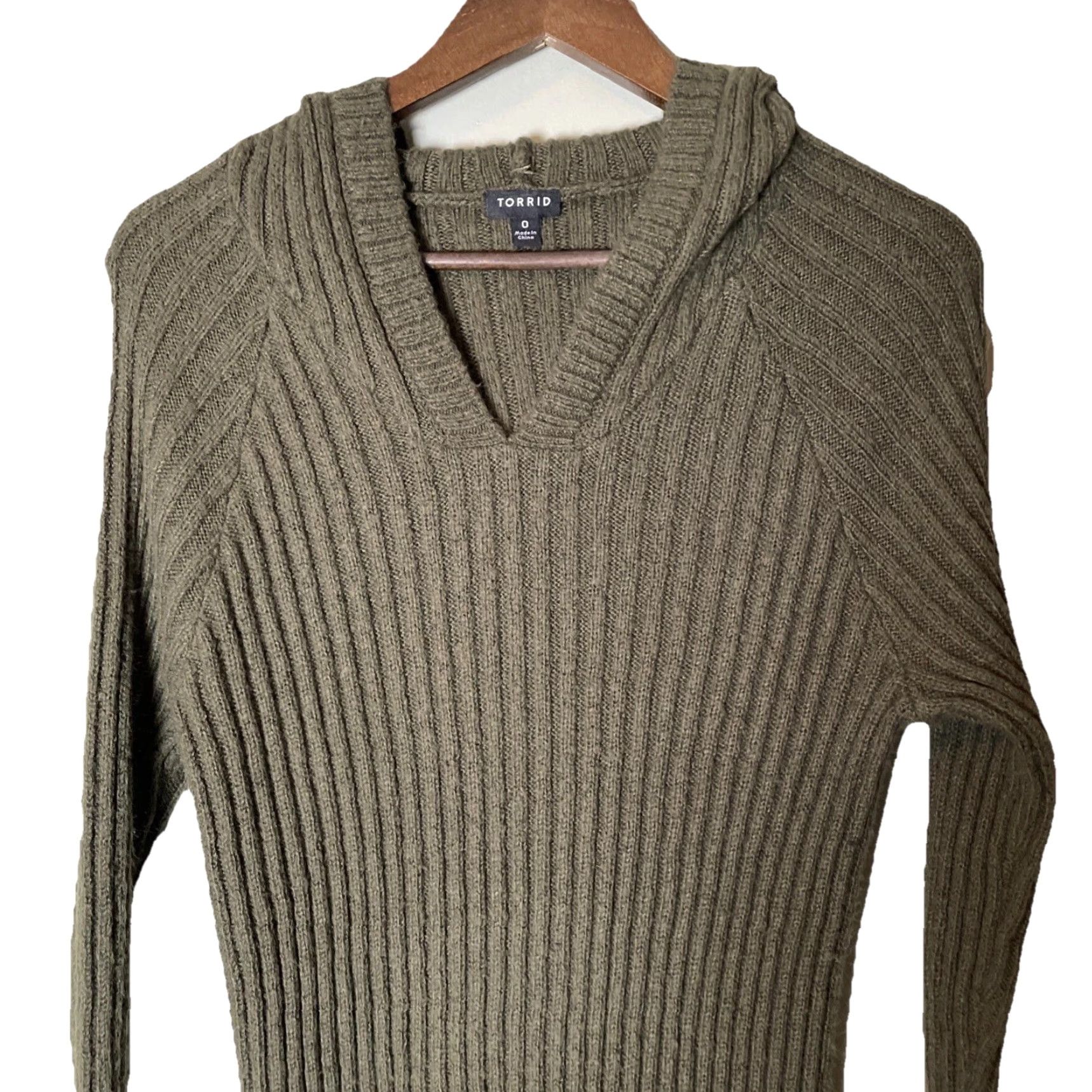 Torrid Torrid Sweater Womens L Hoodie Long Sleeve Green Knit Pullover Casual Leather? Size L / US 10 / IT 46 - 2 Thumbnail